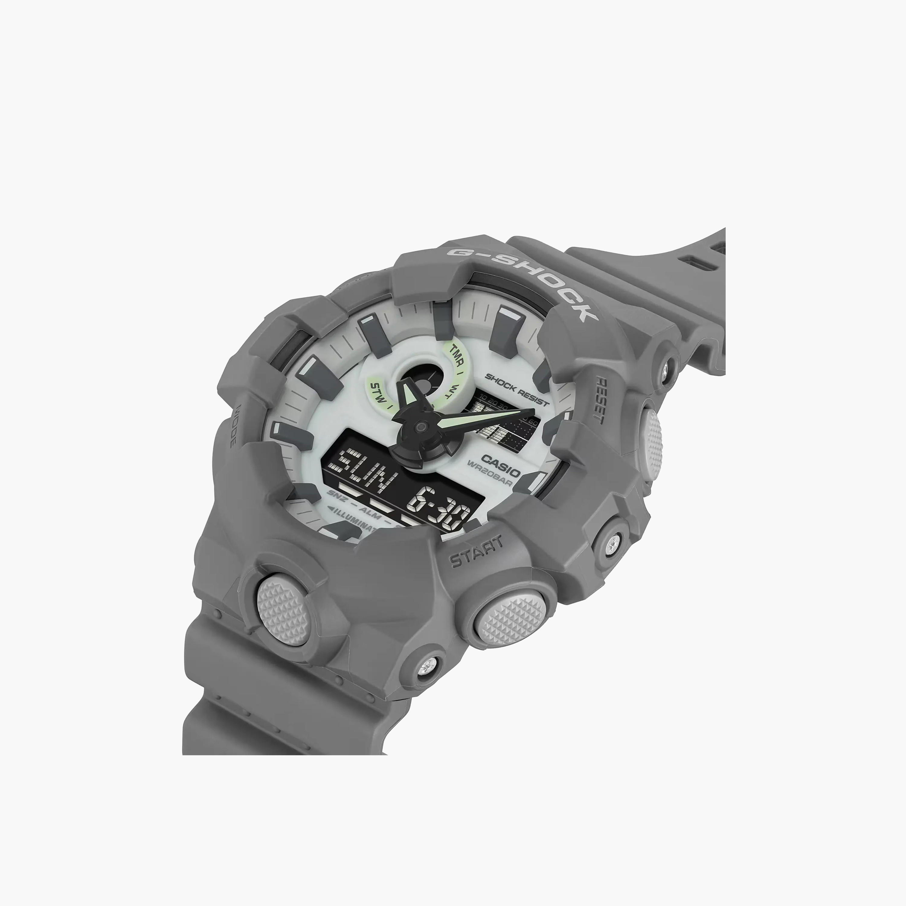 جي شوك-  ساعة رجالية 57 مم رمادية تناظرية/رقمية بحزام بلاستيكي | GA-700HD-8ADR-men-watchesandjewellery-watches-image-2