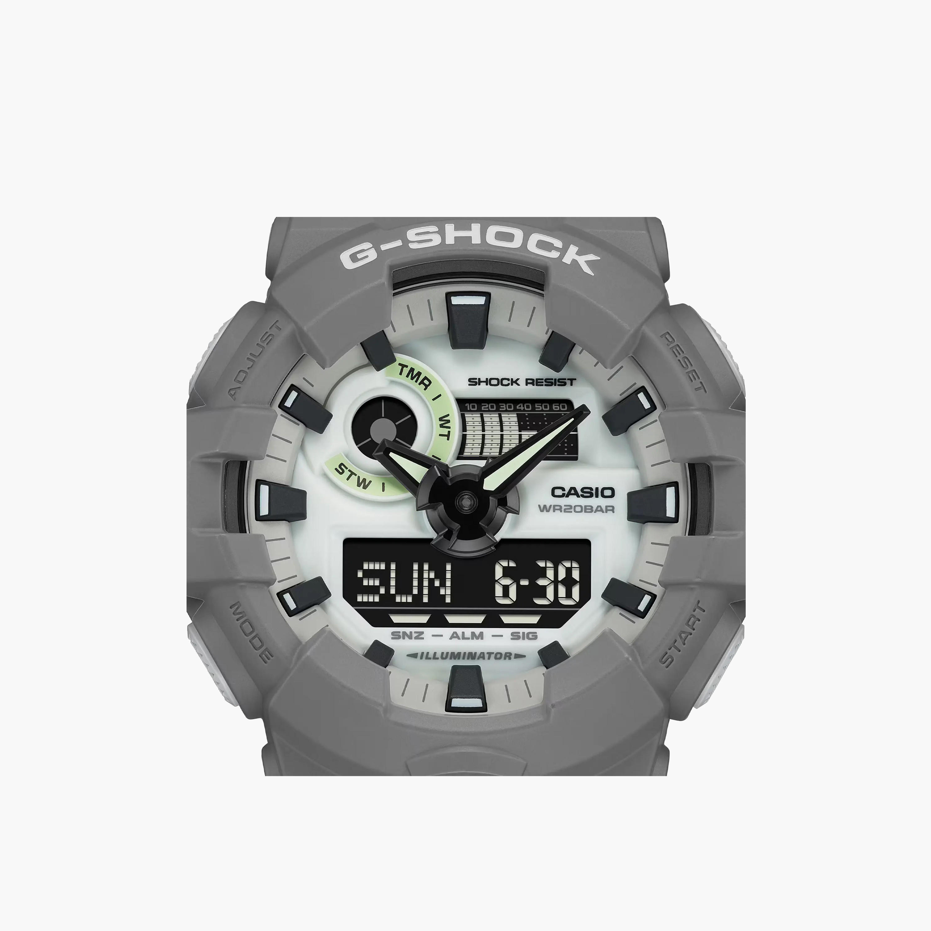 جي شوك-  ساعة رجالية 57 مم رمادية تناظرية/رقمية بحزام بلاستيكي | GA-700HD-8ADR-men-watchesandjewellery-watches-image-3