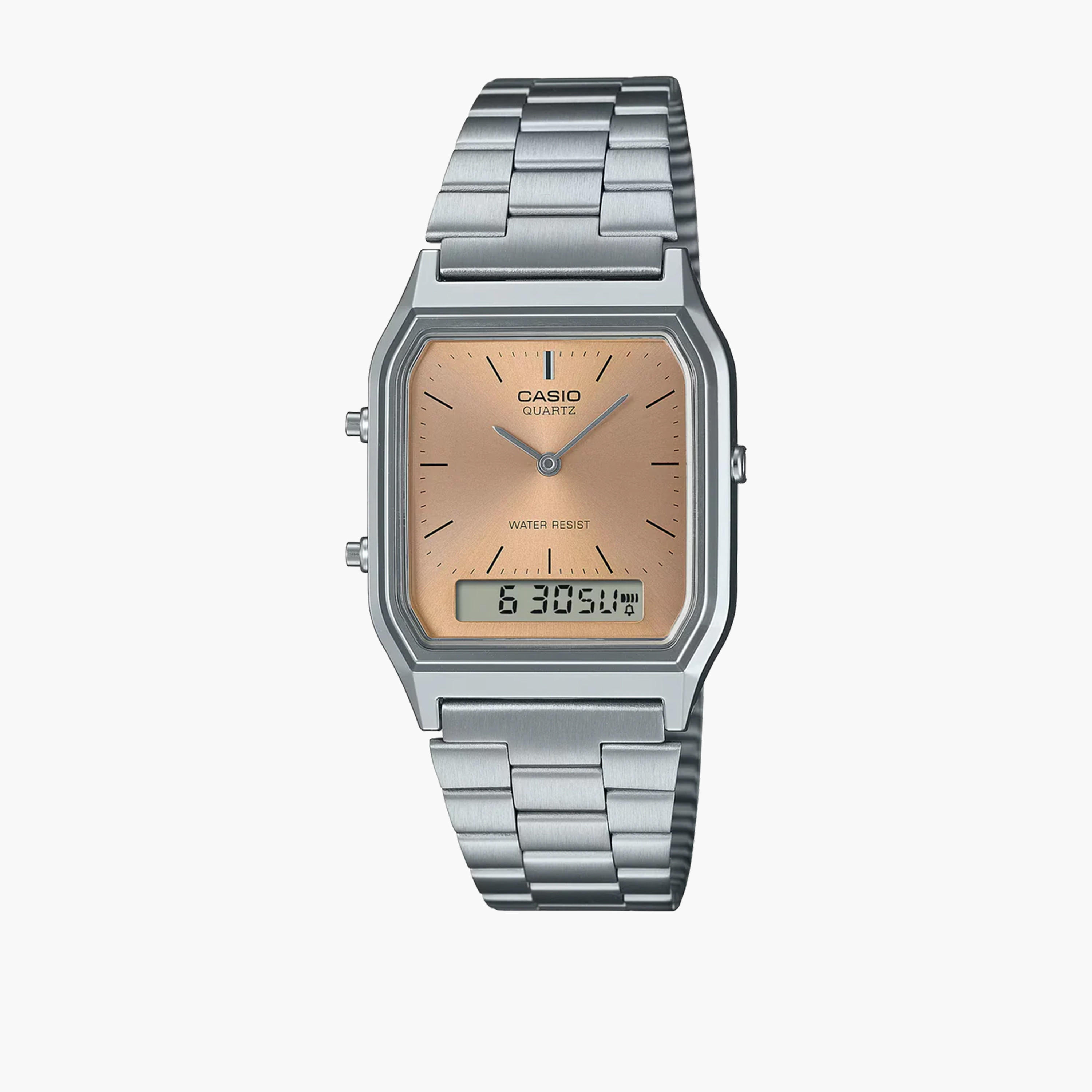 Casio Silver Analog-Digital Stainless Steel Strap Watch | AQ-230A-4AMQYDF-men-watchesandjewellery-watches-image-1