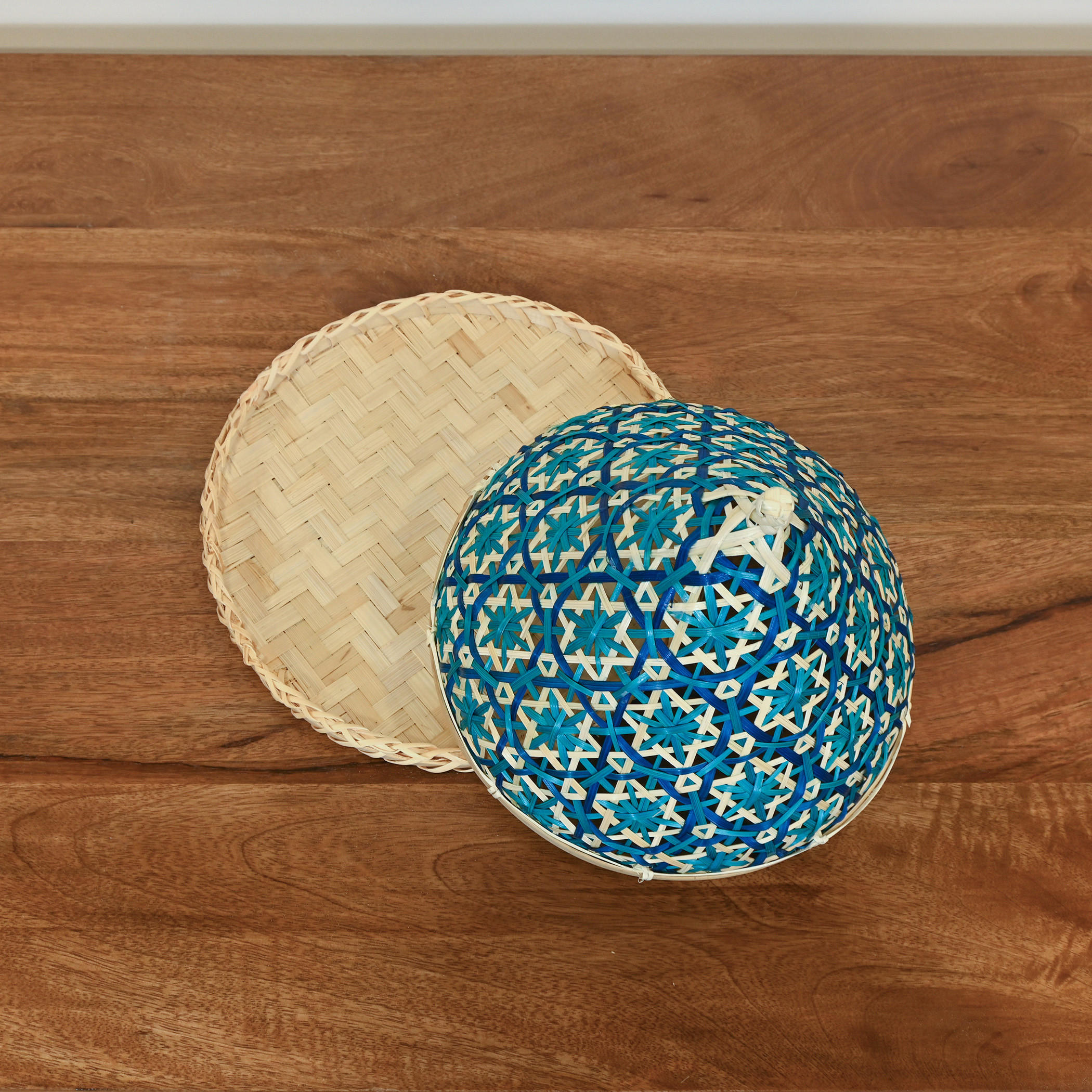 طقم صينية وغطاء طعام خيزران - 26x20 سم-household-kitchen-foodstorage-containers-image-3
