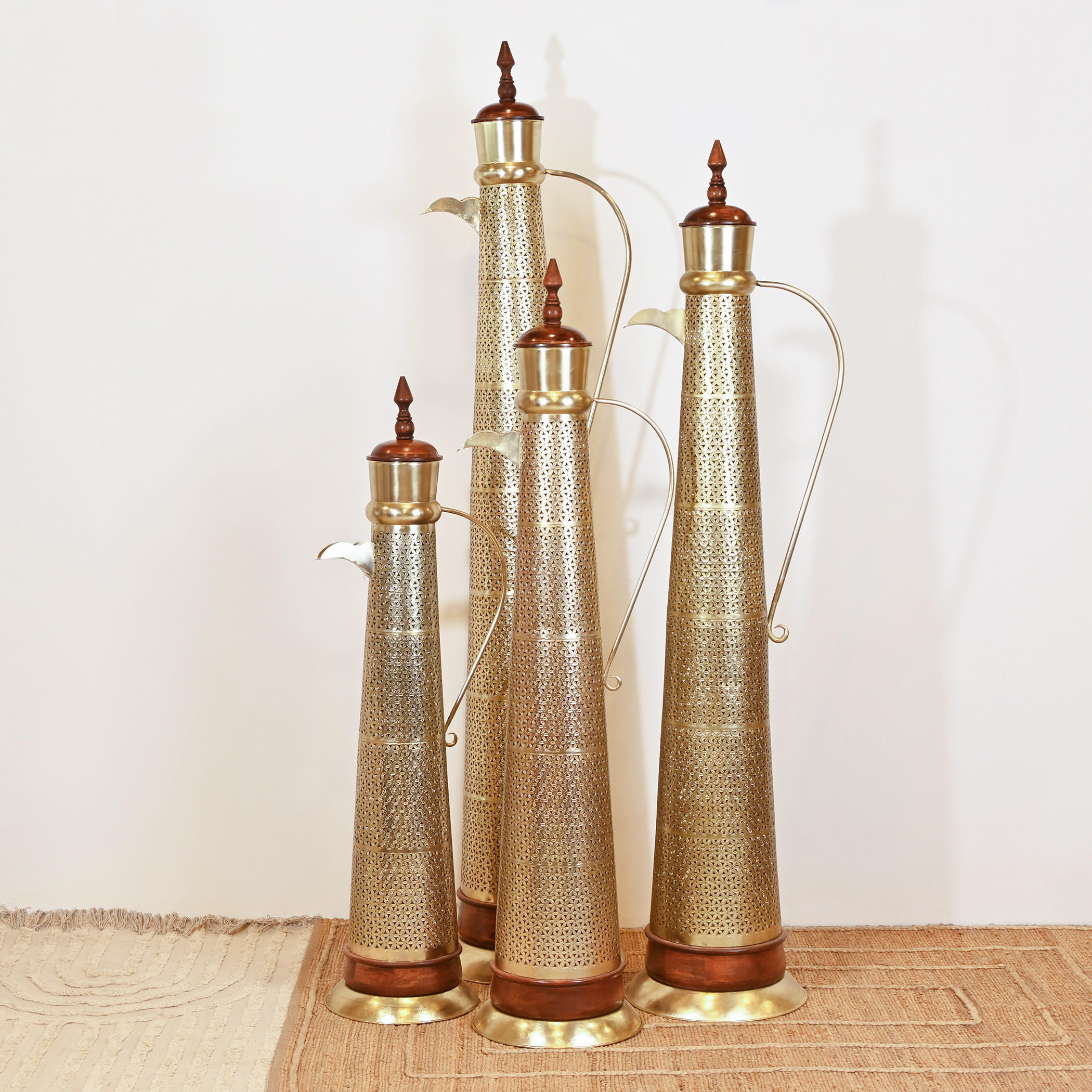 Brass Finish Cutwork Detail Candleholder - 153 cms-household-decor-candleholdersandlanterns-image-7