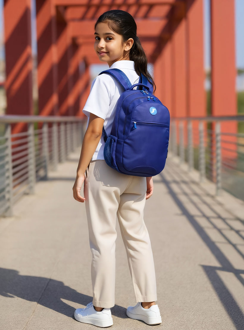 J World Solid 18 inch Backpack with Adjustable Straps and Zip Closure - 27x38x13 cms-school-bagsandbackpacks-backpacks-image-2
