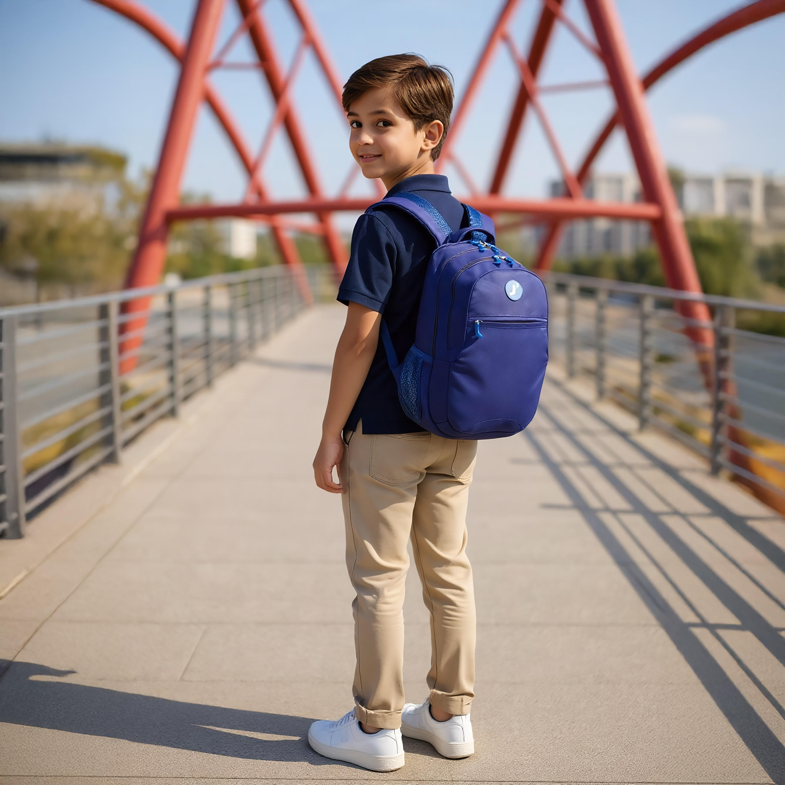 J World Solid 18 inch Backpack with Adjustable Straps and Zip Closure - 27x38x13 cms-school-bagsandbackpacks-backpacks-image-3