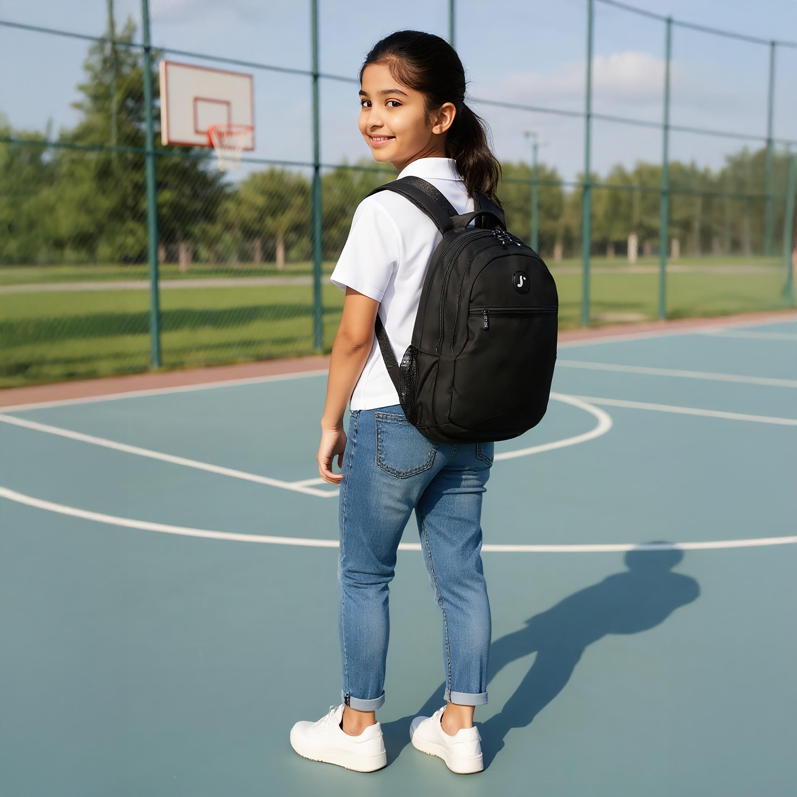 شنطة ظهر سادة بحمّالات قابلة للتعديل وسحاب إغلاق من جي وورلد - 27x38x13 سم-school-bagsandbackpacks-backpacks-image-2