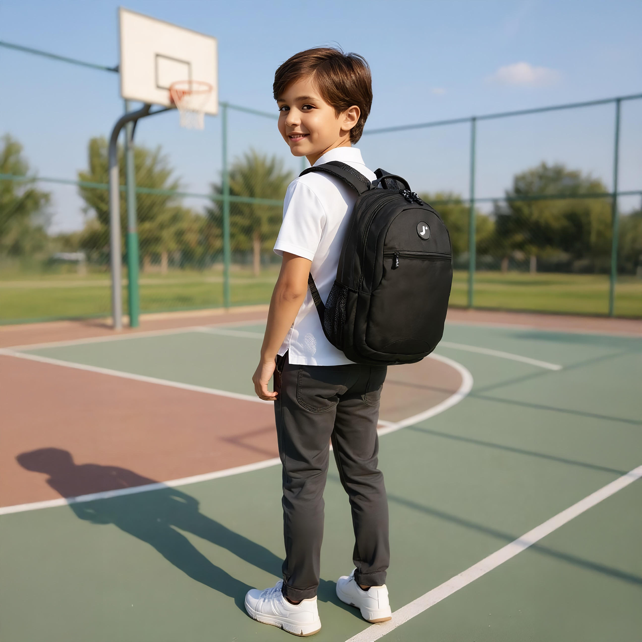 شنطة ظهر سادة بحمّالات قابلة للتعديل وسحاب إغلاق من جي وورلد - 27x38x13 سم-school-bagsandbackpacks-backpacks-image-3