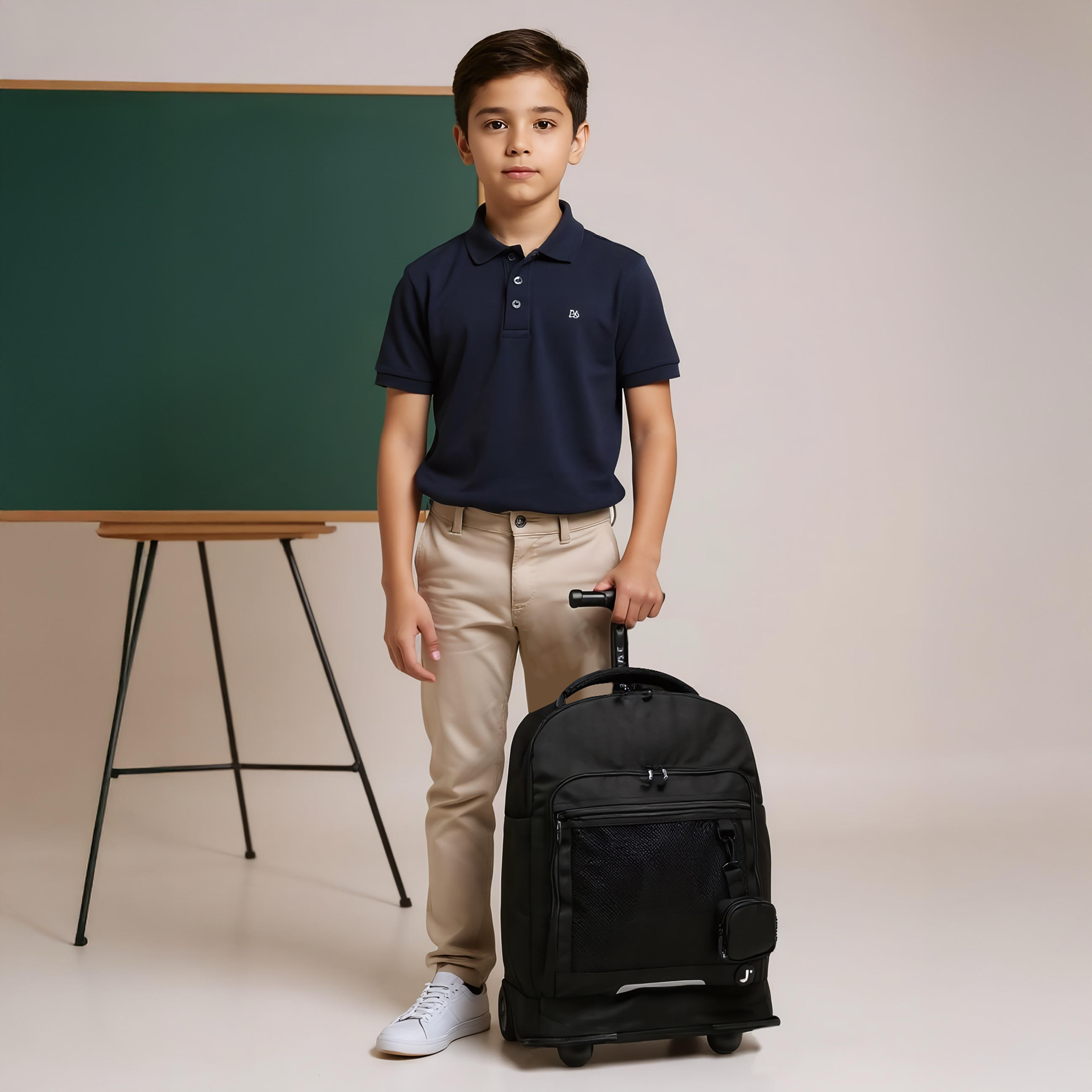 شنطة ترولي سادة للأولاد 8-13 سنة بمقبض قابل للسحب من جيه وورلد-school-bagsandbackpacks-trolleybags-image-3