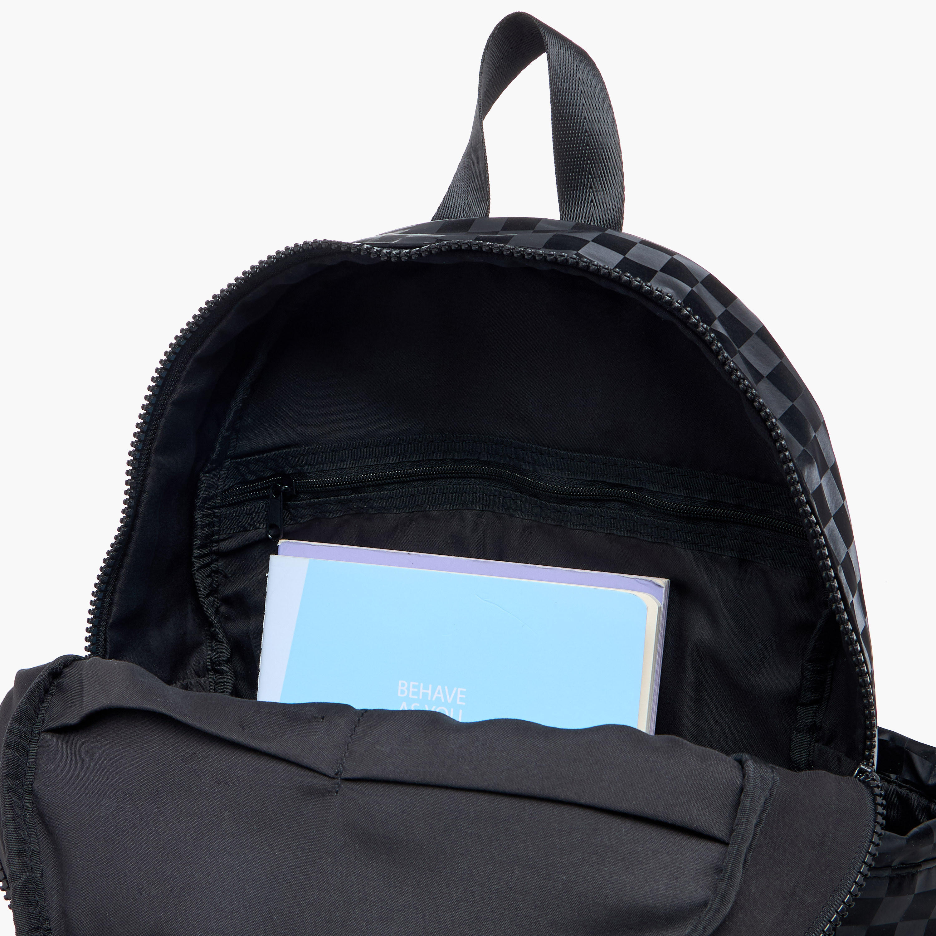 icon Checked Backpack with Adjustable Straps and Zip Closure -  33x25x11 cms-school-bagsandbackpacks-backpacks-image-5