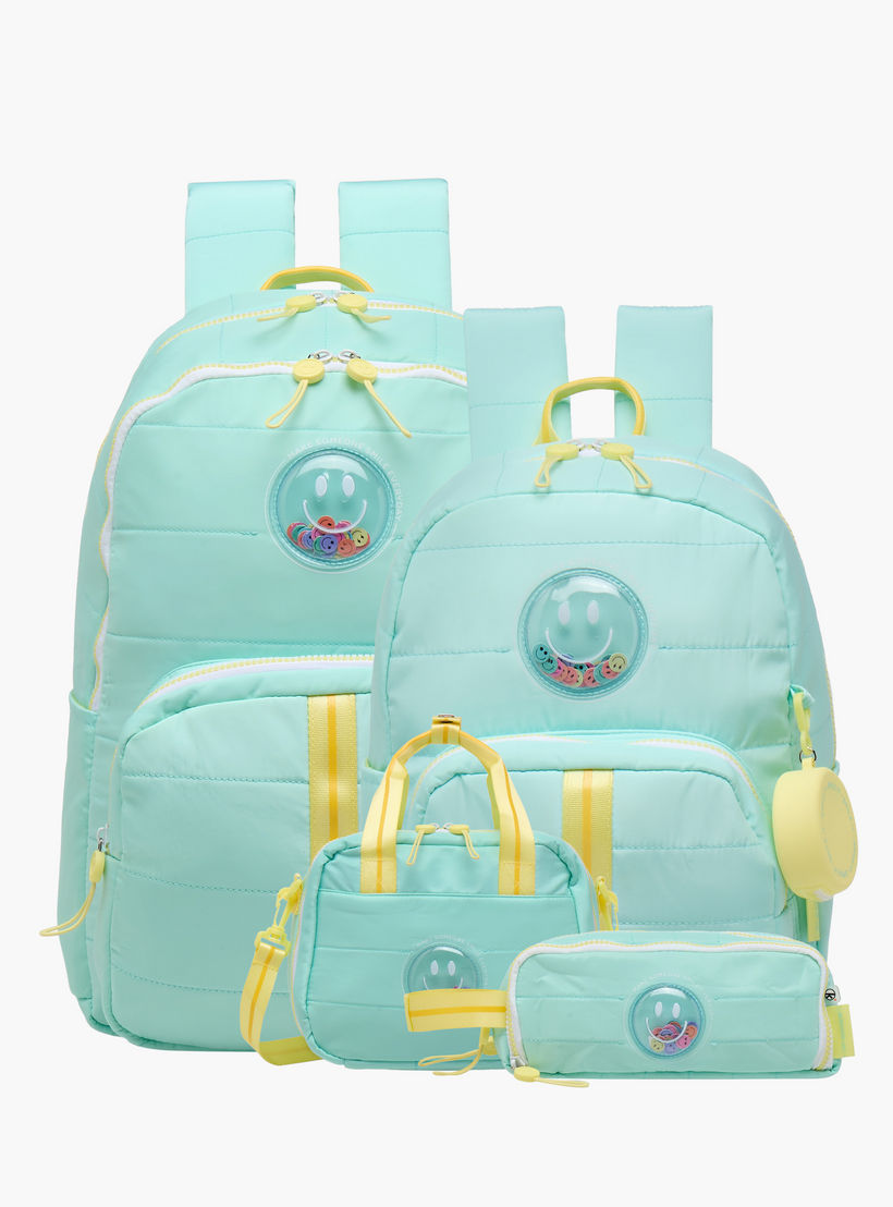 Mayfair Smiley Detail Lunch Bag with Zip Closure and Detachable Strap-school-lunchessentials-lunchbags-image-6
