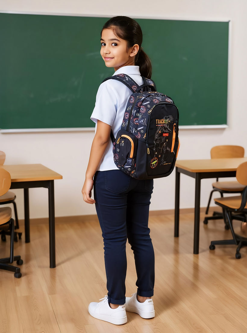 Mayfair Dinosaur Print 2-Compartment Backpack with Zip Closure - 42x29x20 cms-school-bagsandbackpacks-backpacks-image-2