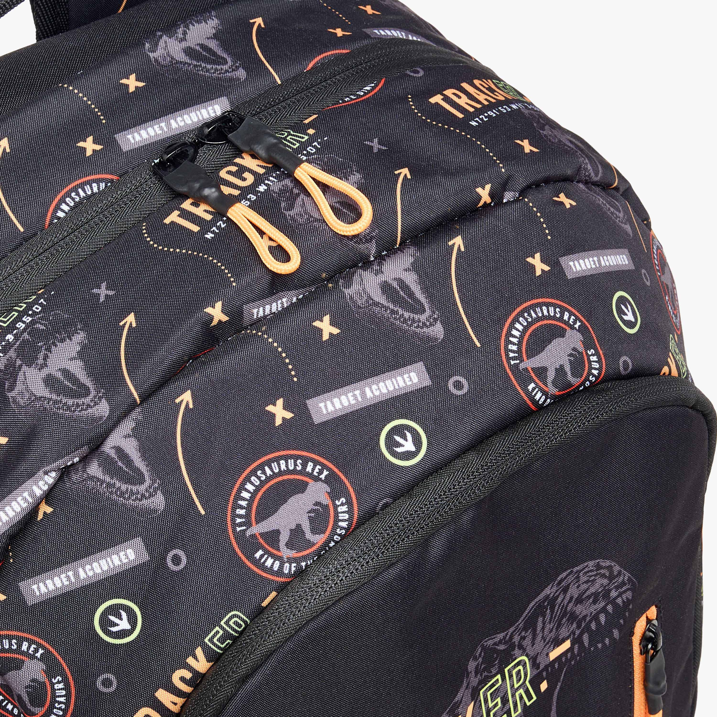 Mayfair Dinosaur Print 2-Compartment Backpack with Zip Closure - 42x29x20 cms-school-bagsandbackpacks-backpacks-image-10