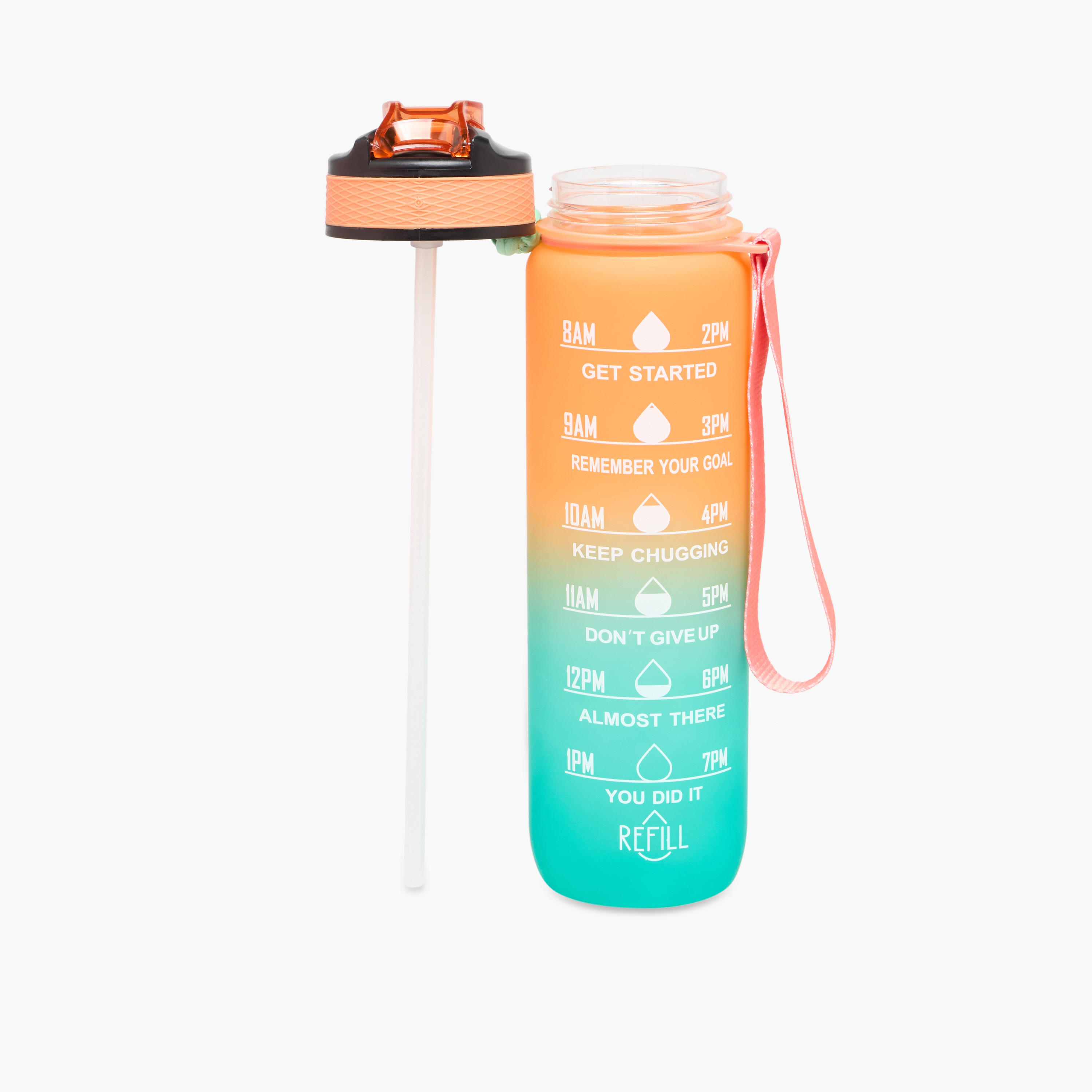 Printed Sipper Water Bottle with Push Button and Strap Handle - 1 L-school-waterbottles-image-2