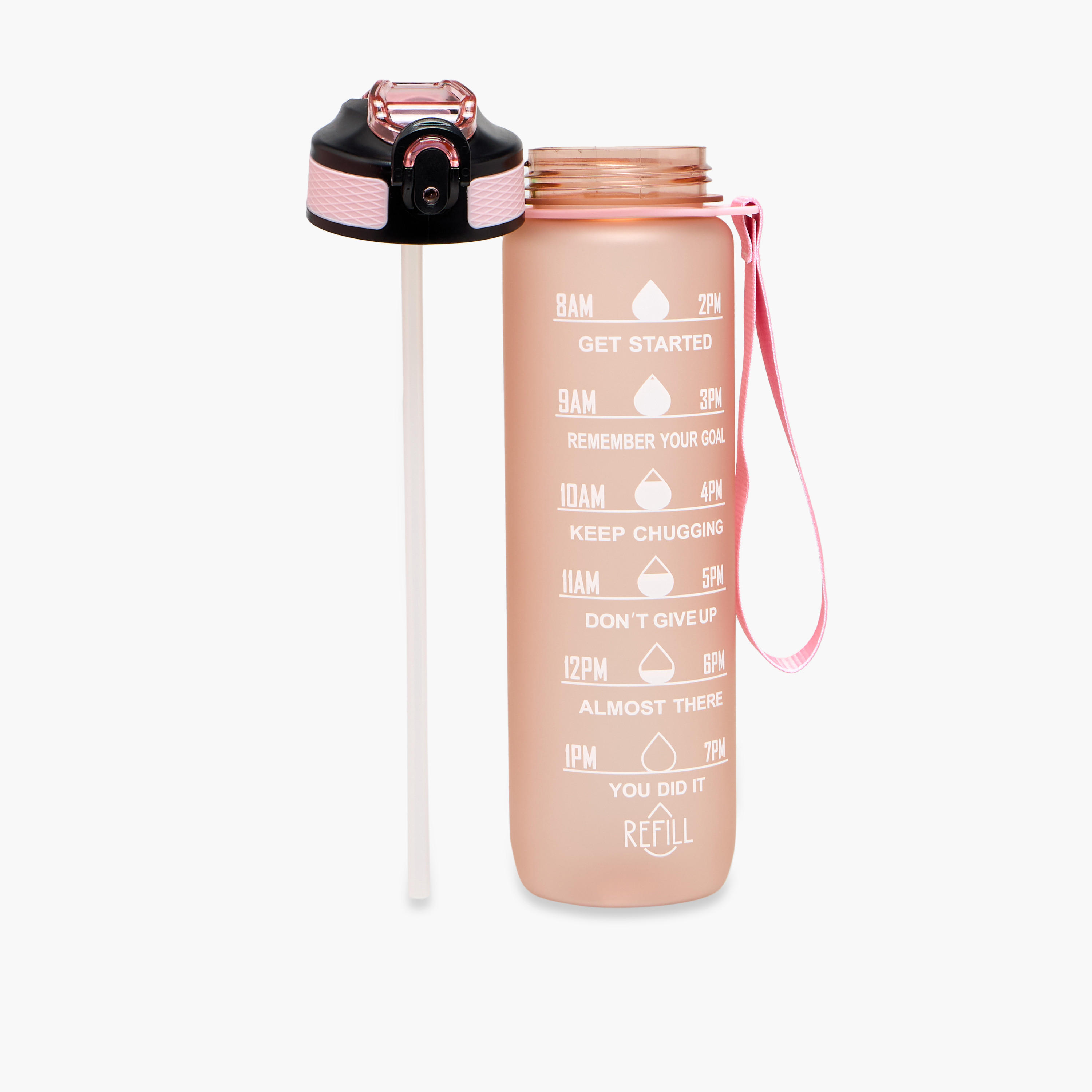 Printed Sipper Water Bottle with Push Button and Strap Handle - 1 L-school-waterbottles-image-2