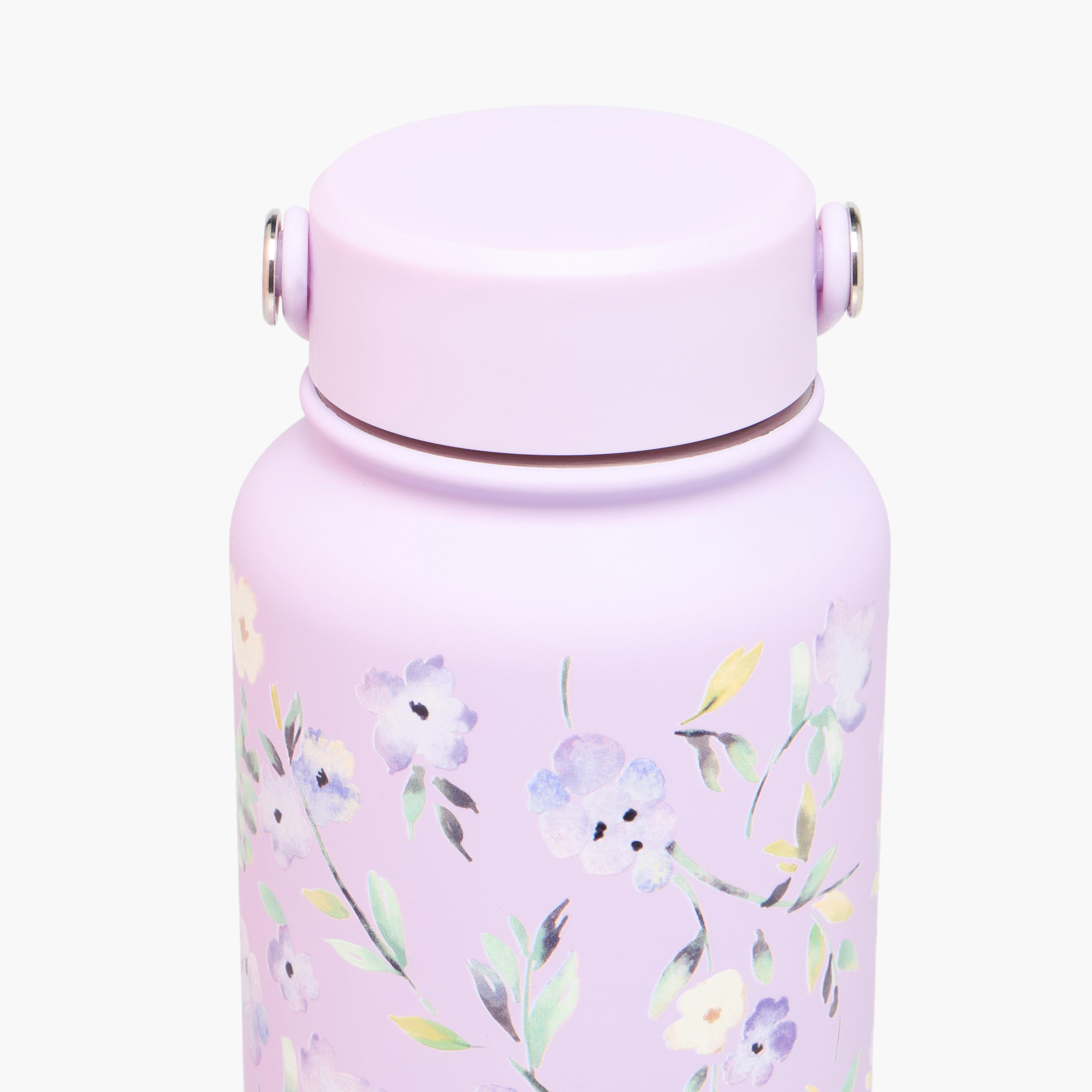 Floral Print Stainless Steel Water Bottle with Handle - 1 L-school-waterbottles-image-3