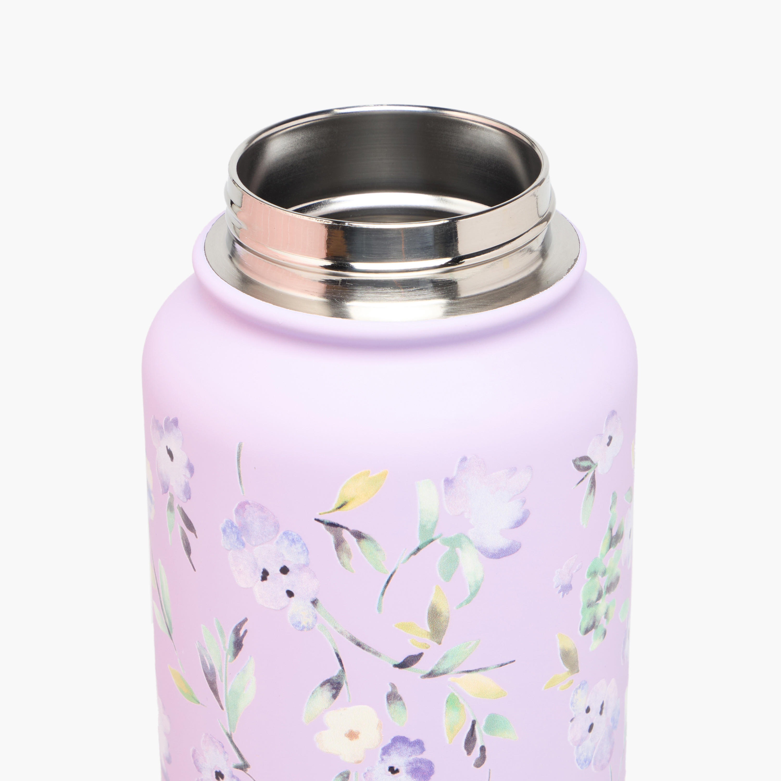 Floral Print Stainless Steel Water Bottle with Handle - 1 L-school-waterbottles-image-5