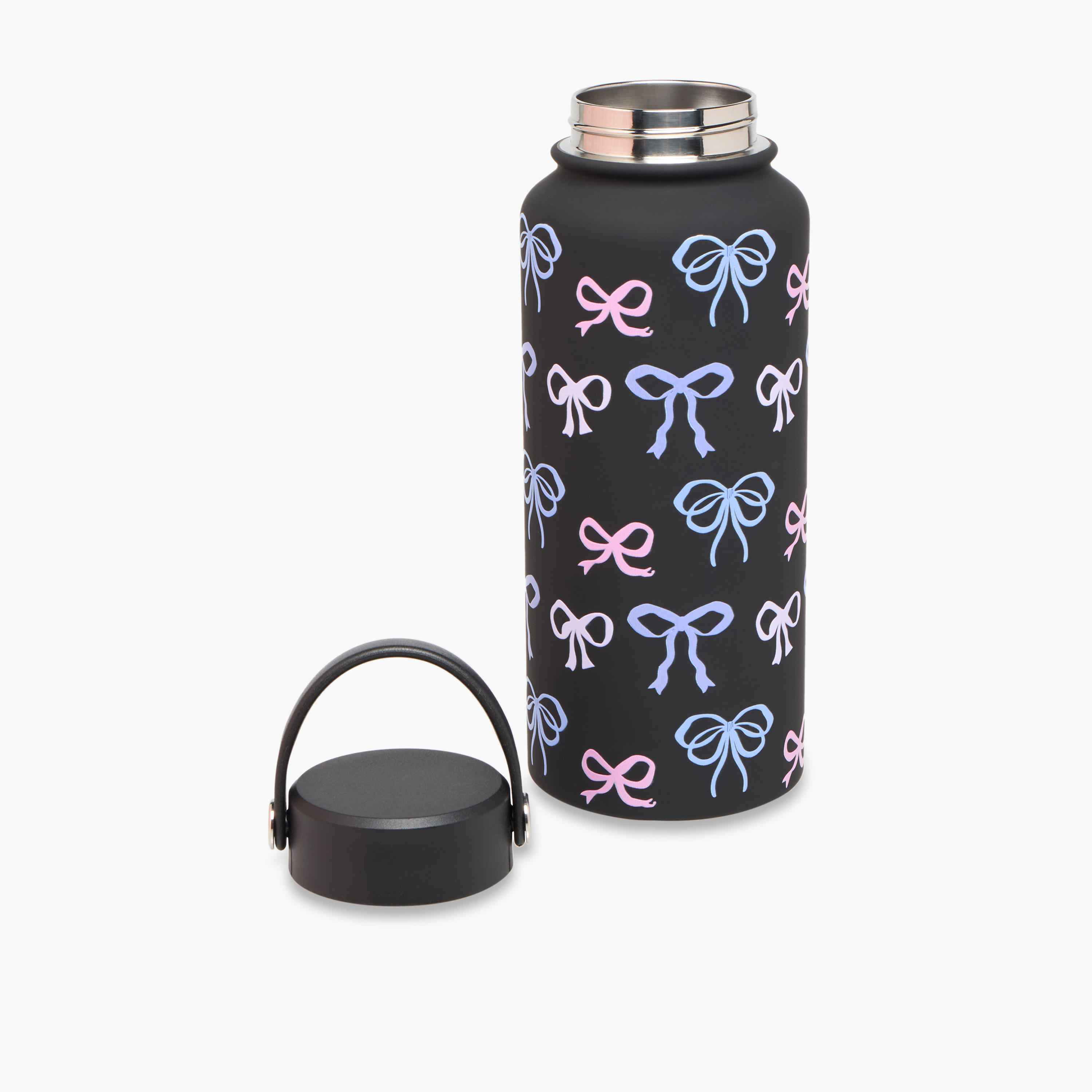 Bow Print Double Wall Stainless Steel Water Bottle with Handle - 1 L-school-waterbottles-image-2