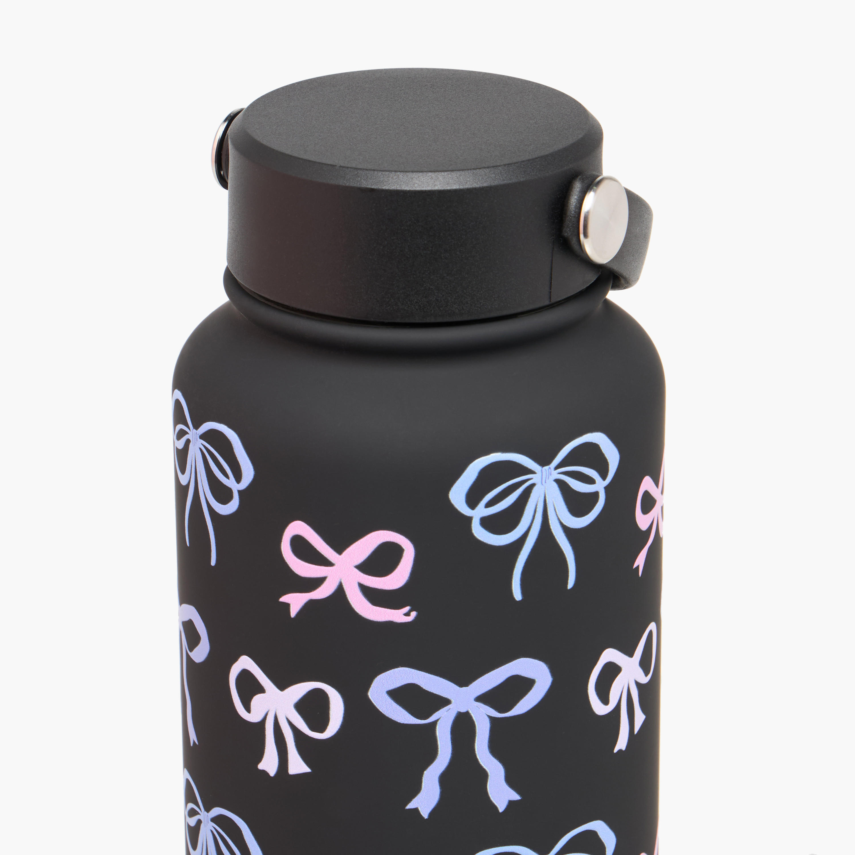Bow Print Double Wall Stainless Steel Water Bottle with Handle - 1 L-school-waterbottles-image-3