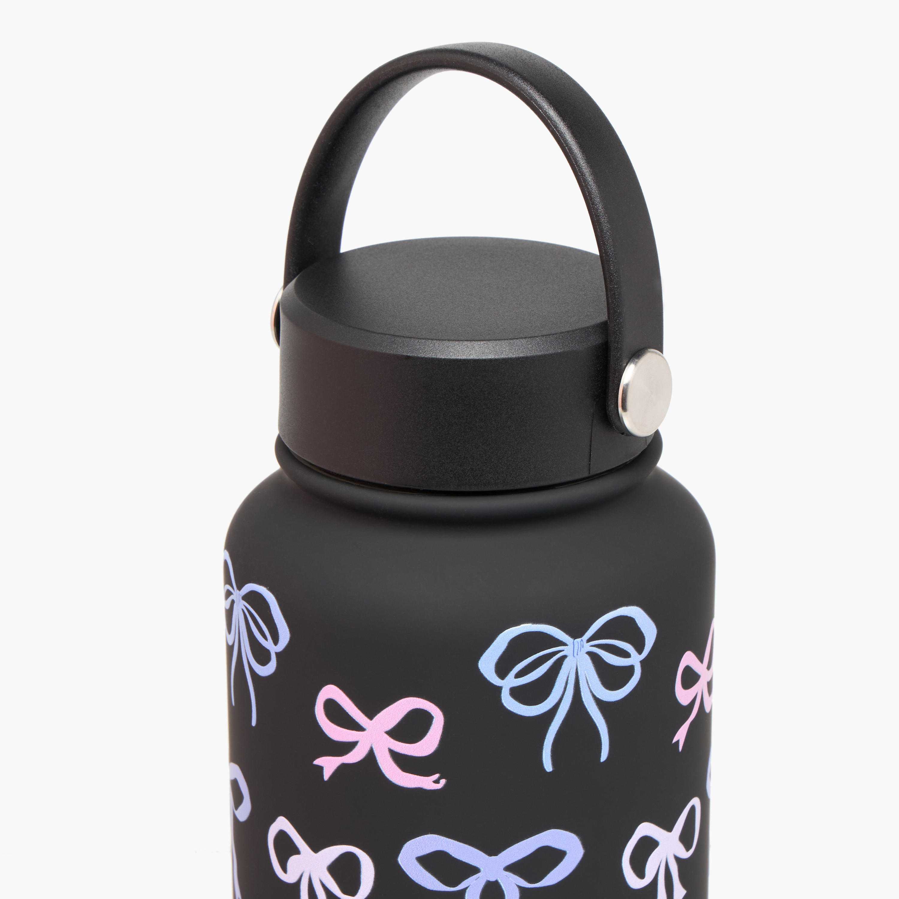 Bow Print Double Wall Stainless Steel Water Bottle with Handle - 1 L-school-waterbottles-image-4