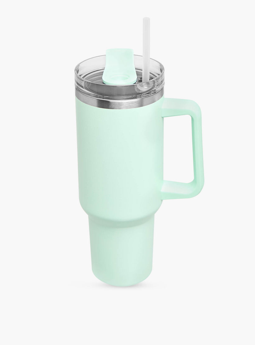 Solid Stainless Steel Tumbler with Straw and Handle - 1.2 L-school-waterbottles-image-2