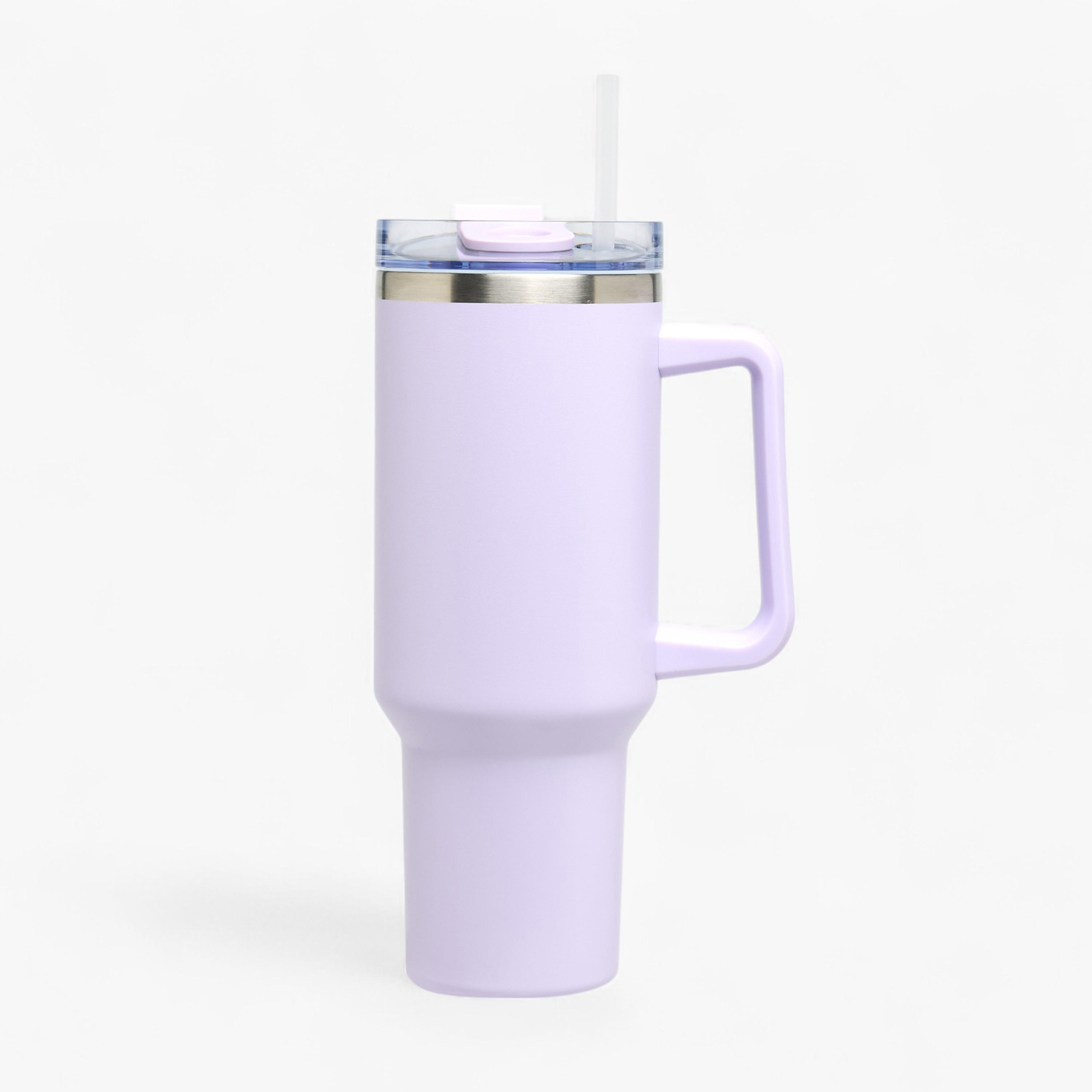 Solid Stainless Steel Tumbler with Straw and Handle - 1.2 L-household-dining-teaandcoffee-travelmugsandsippers-image-1