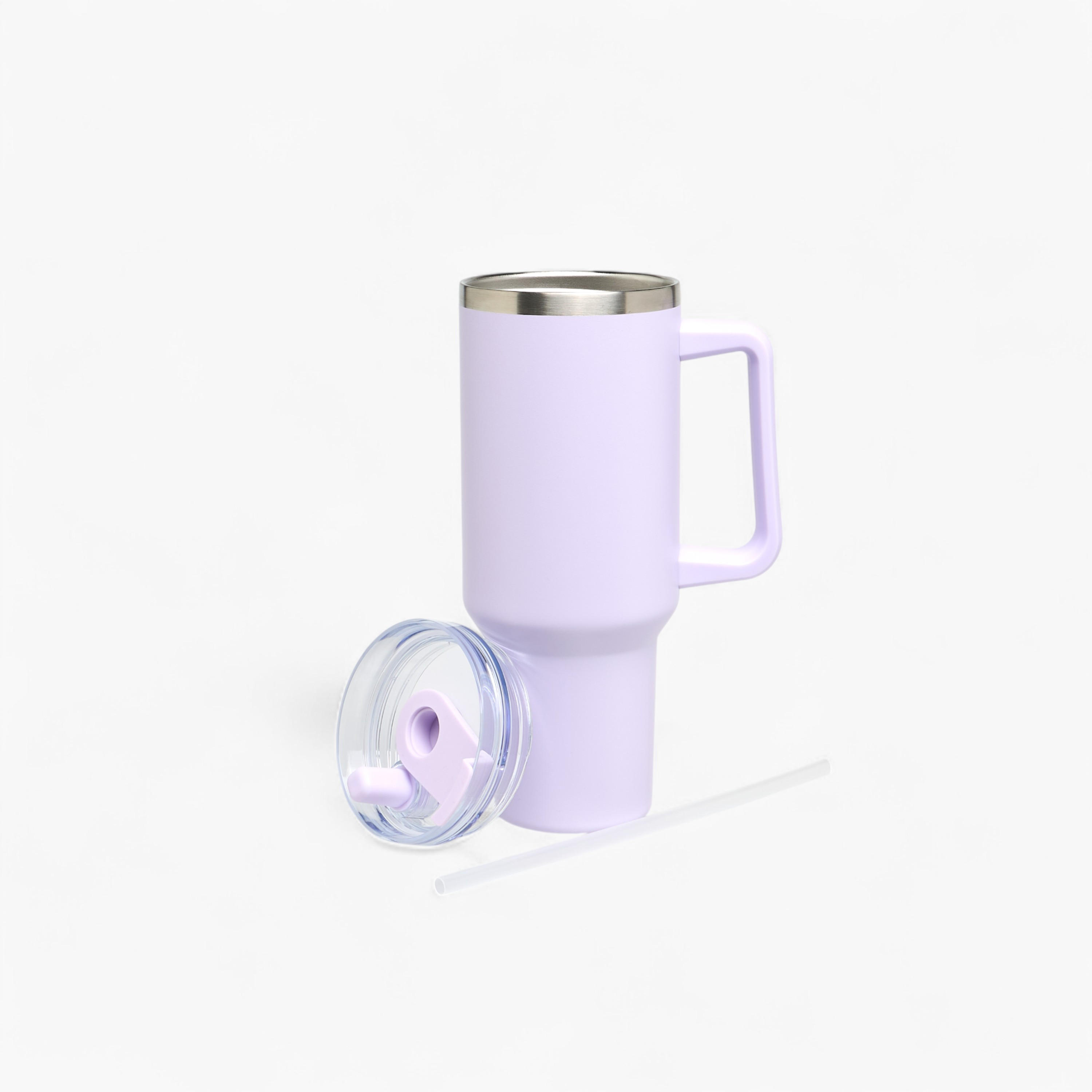 Solid Stainless Steel Tumbler with Straw and Handle - 1.2 L-household-dining-teaandcoffee-travelmugsandsippers-image-2