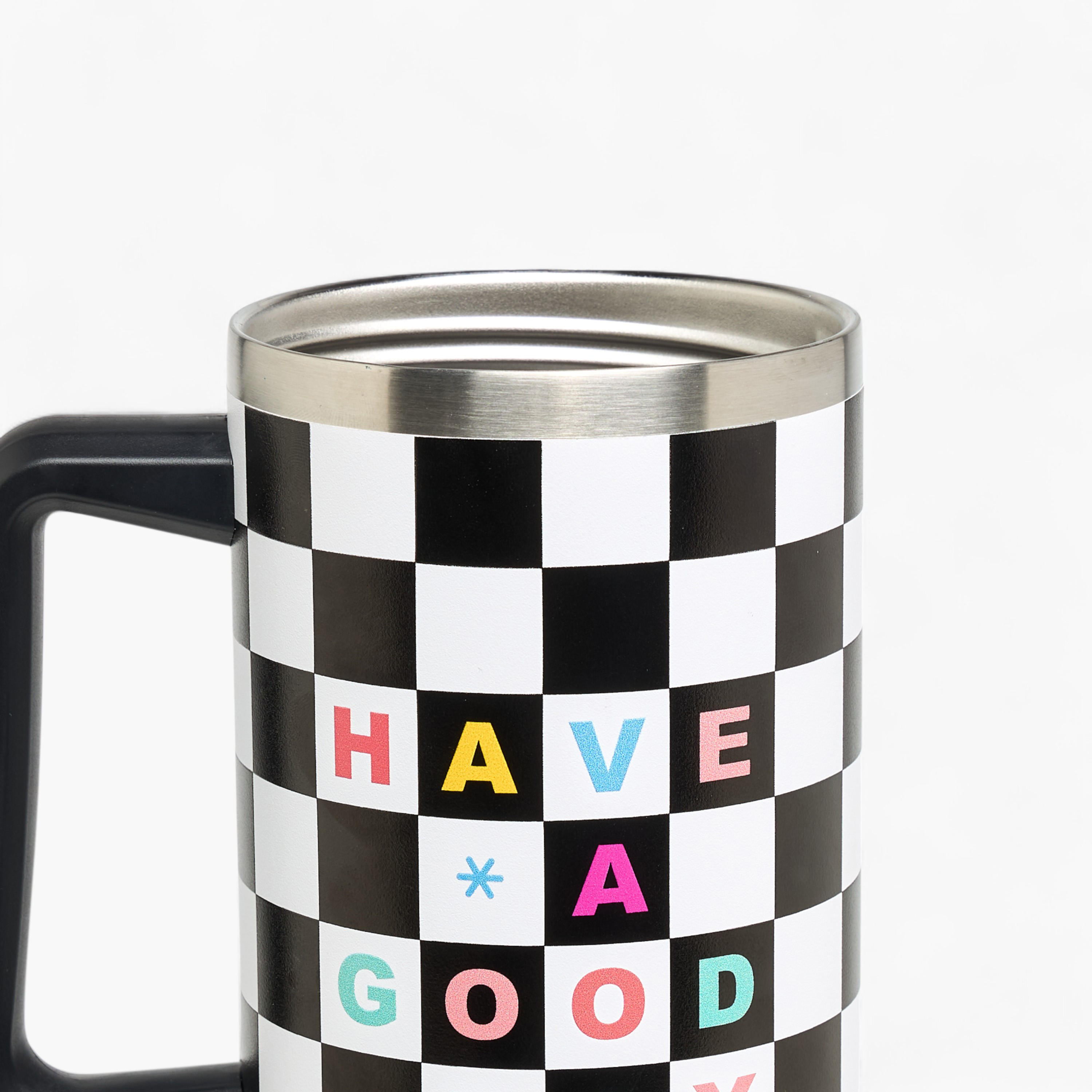 Checked Double Wall Stainless Steel Tumbler with Handle - 1.2 L-school-waterbottles-image-6