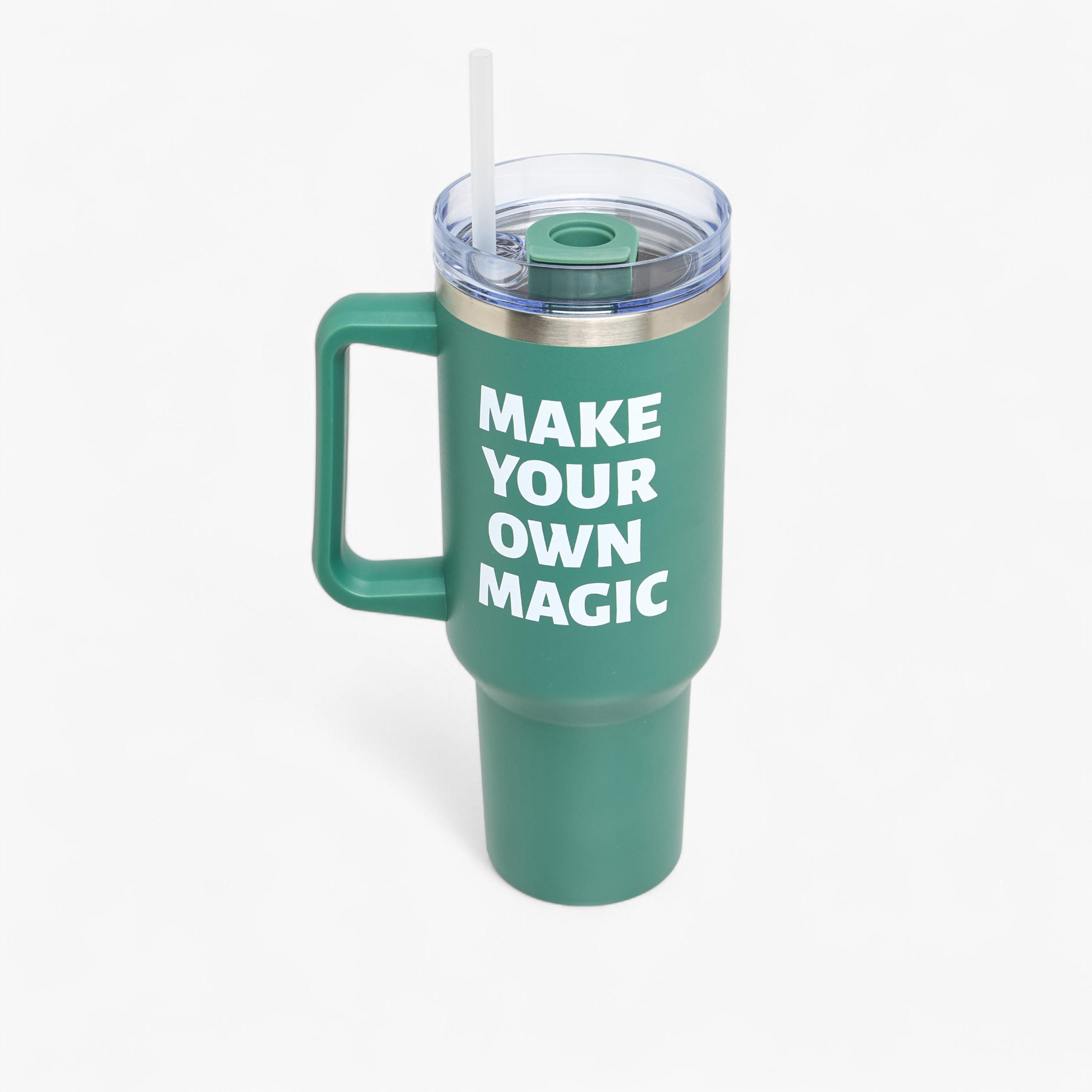 Slogan Print Stainless Steel Tumbler with Lid - 1.2 L-school-waterbottles-image-3
