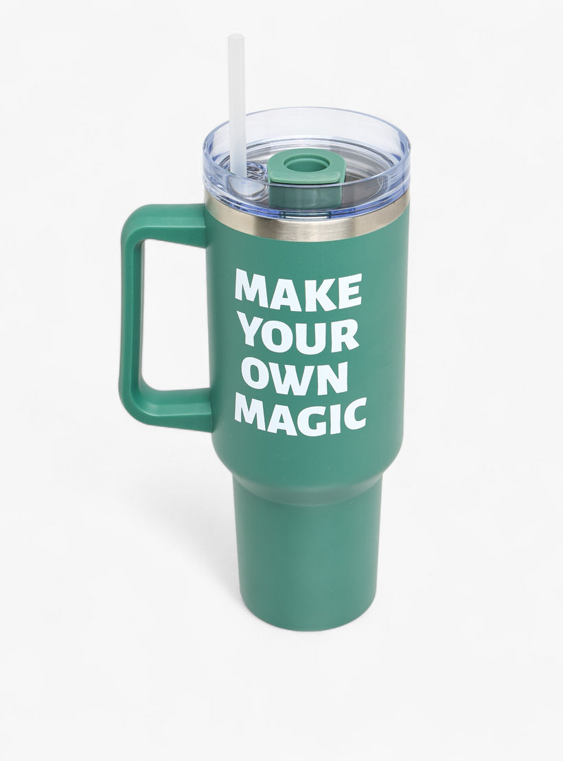 Slogan Print Stainless Steel Tumbler with Lid - 1.2 L-school-waterbottles-image-3