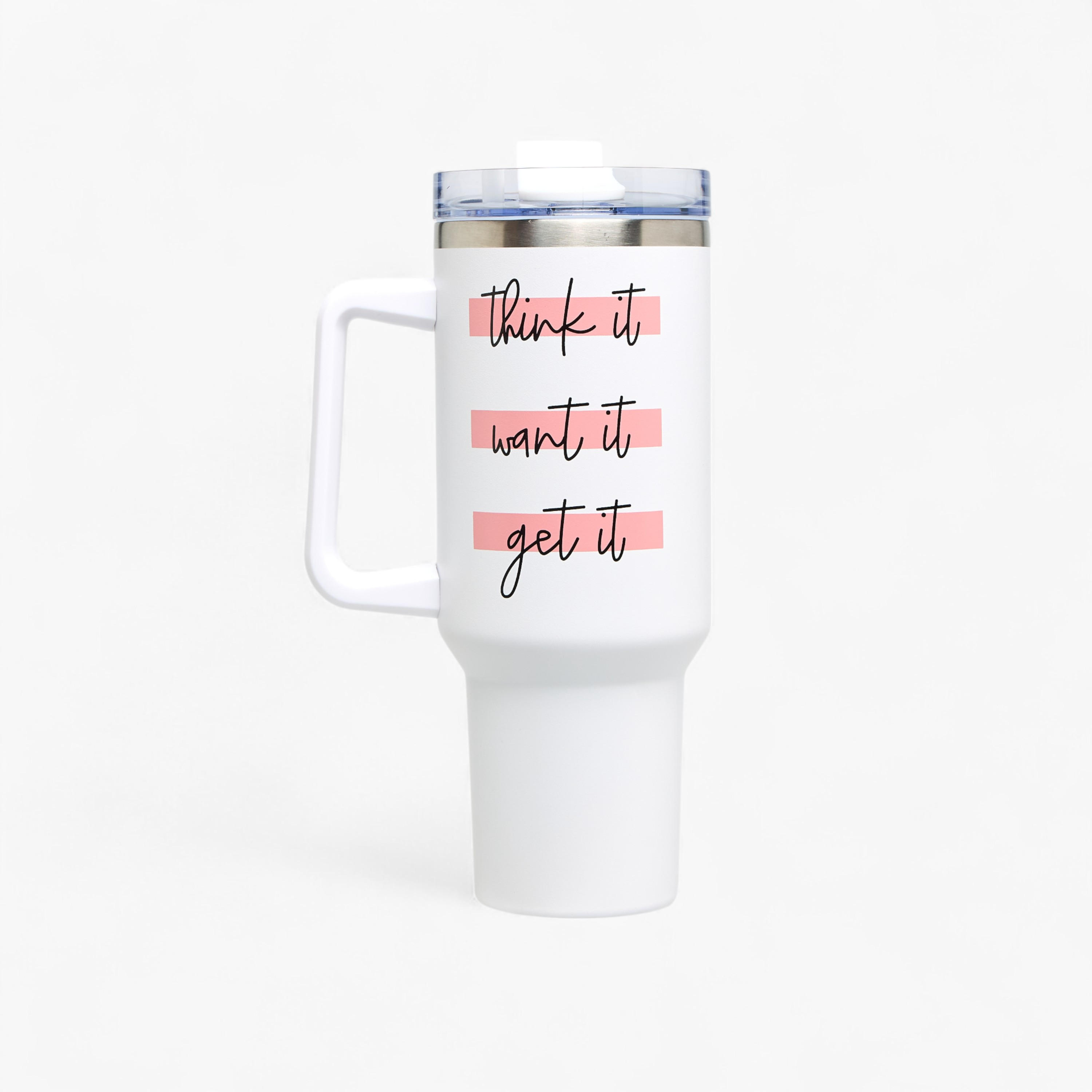 Slogan Print Stainless Steel Tumbler with Lid - 1.2 L-school-waterbottles-image-1