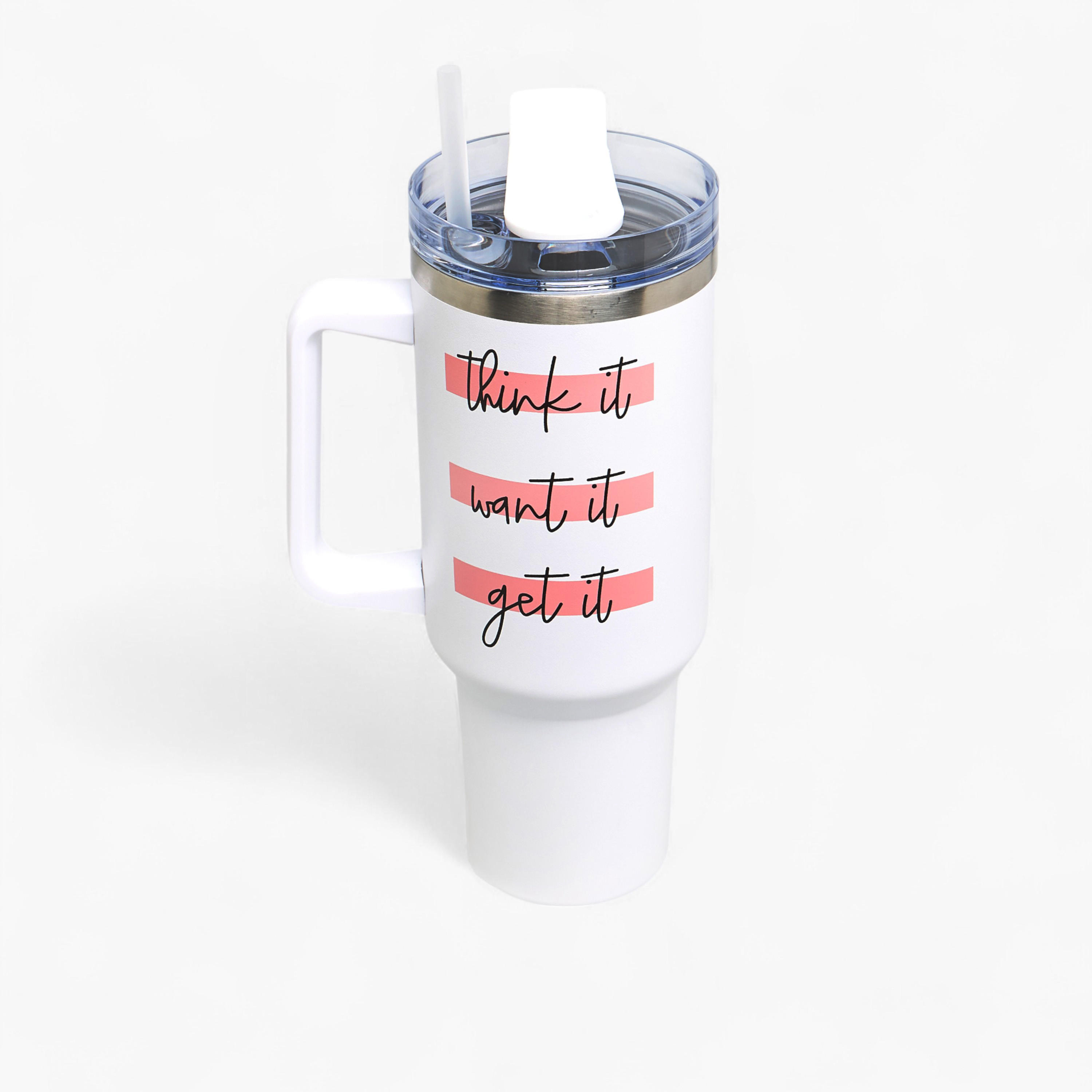 Slogan Print Stainless Steel Tumbler with Lid - 1.2 L-school-waterbottles-image-3