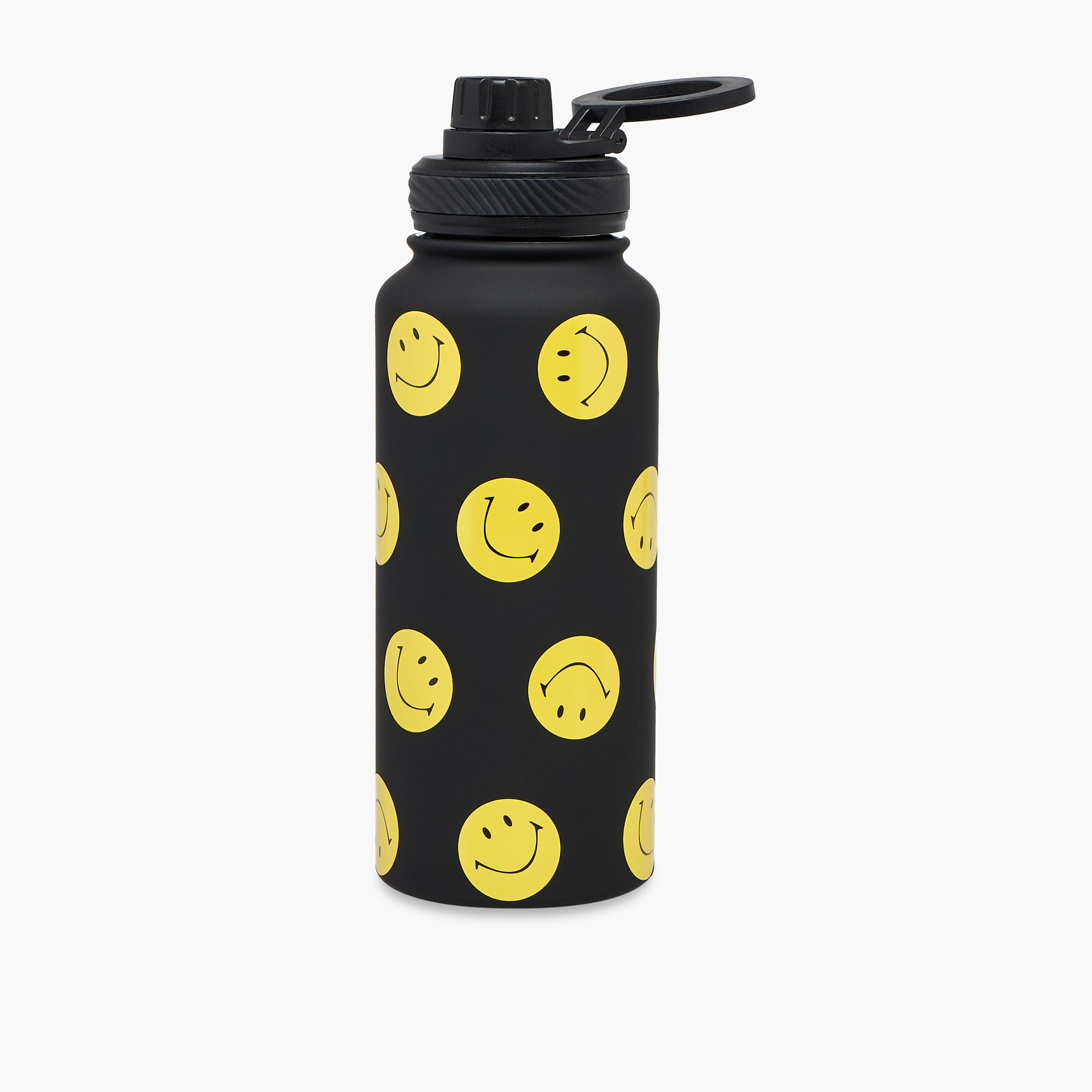 Smiley Print Double Wall Stainless Steel Sipper Water Bottle - 1 L-school-waterbottles-image-1