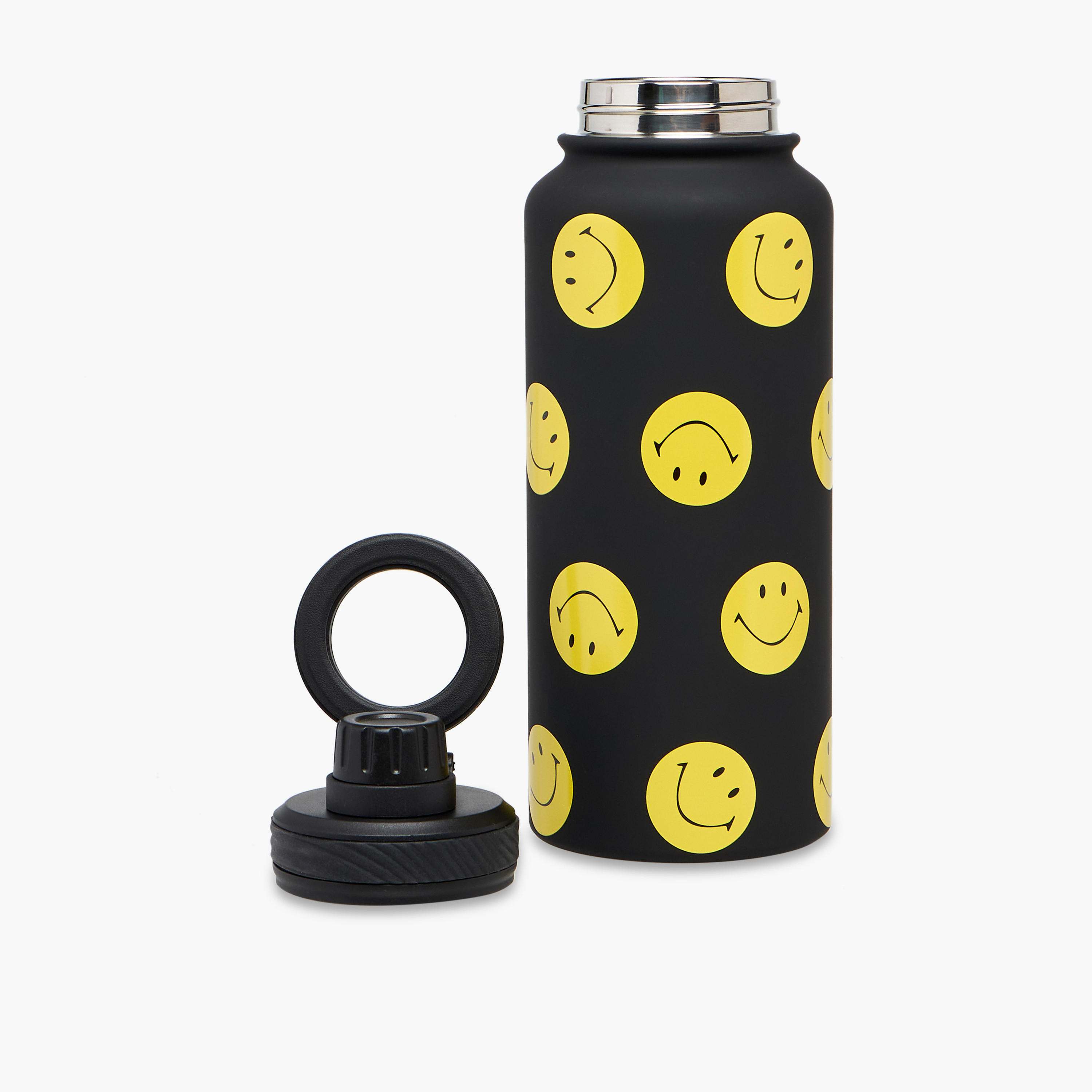 Smiley Print Double Wall Stainless Steel Sipper Water Bottle - 1 L-school-waterbottles-image-2