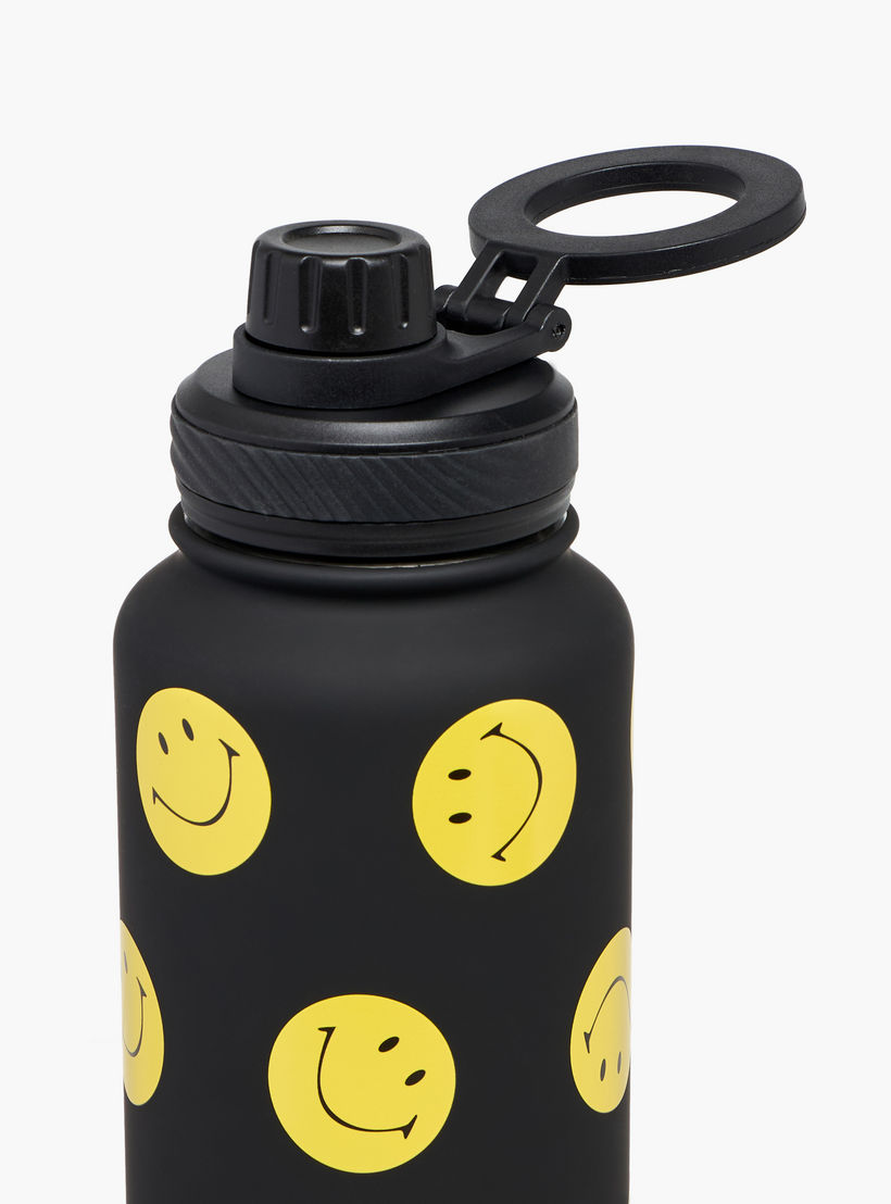 Smiley Print Double Wall Stainless Steel Sipper Water Bottle - 1 L-school-waterbottles-image-3