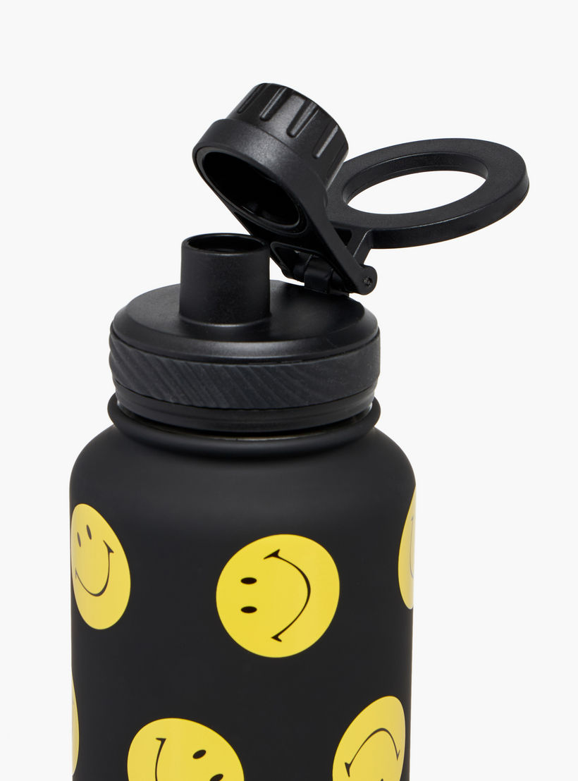 Smiley Print Double Wall Stainless Steel Sipper Water Bottle - 1 L-school-waterbottles-image-4