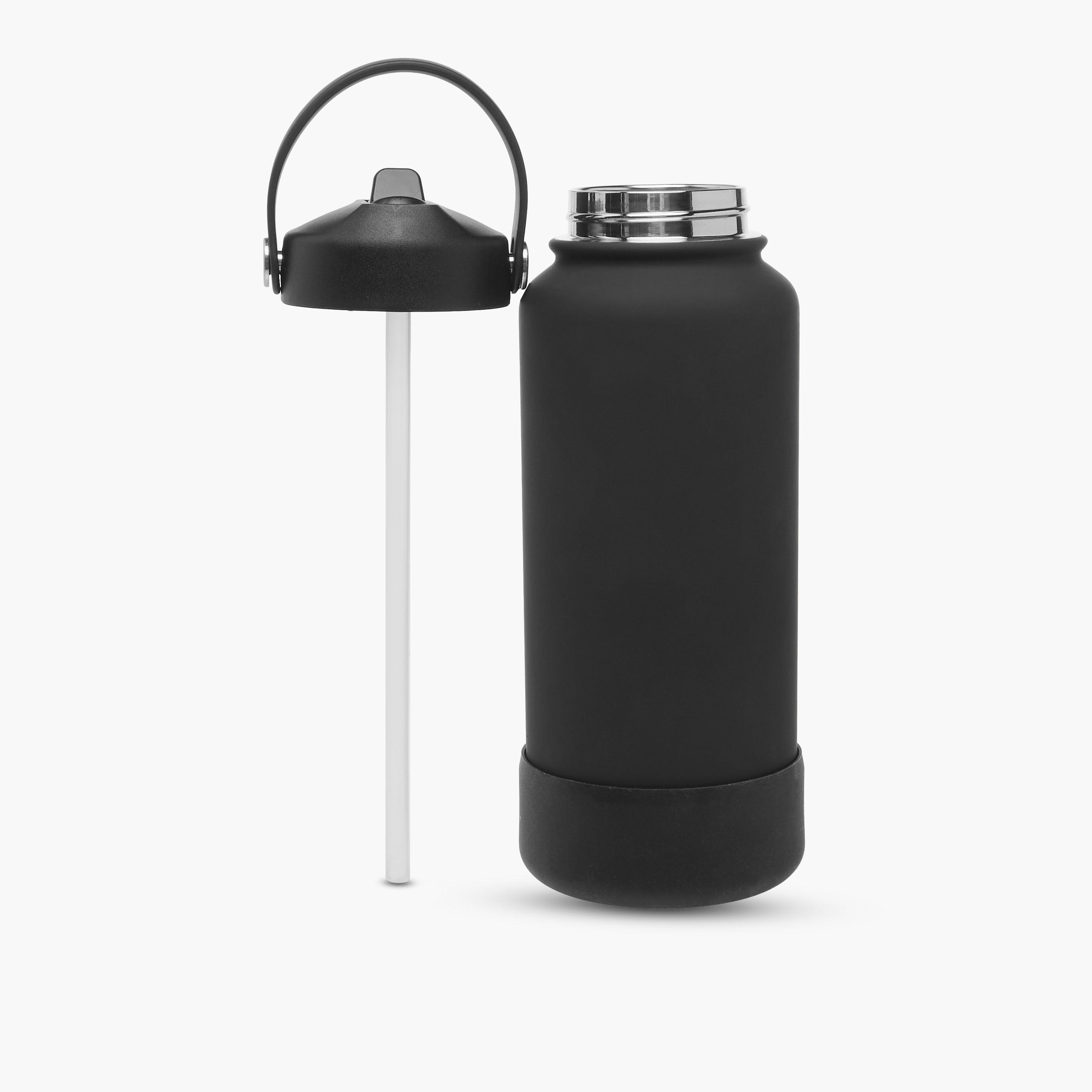 قارورة مياه ستانلس ستيل سادة بفوهة ومقبض - 1 لتر-school-waterbottles-image-2