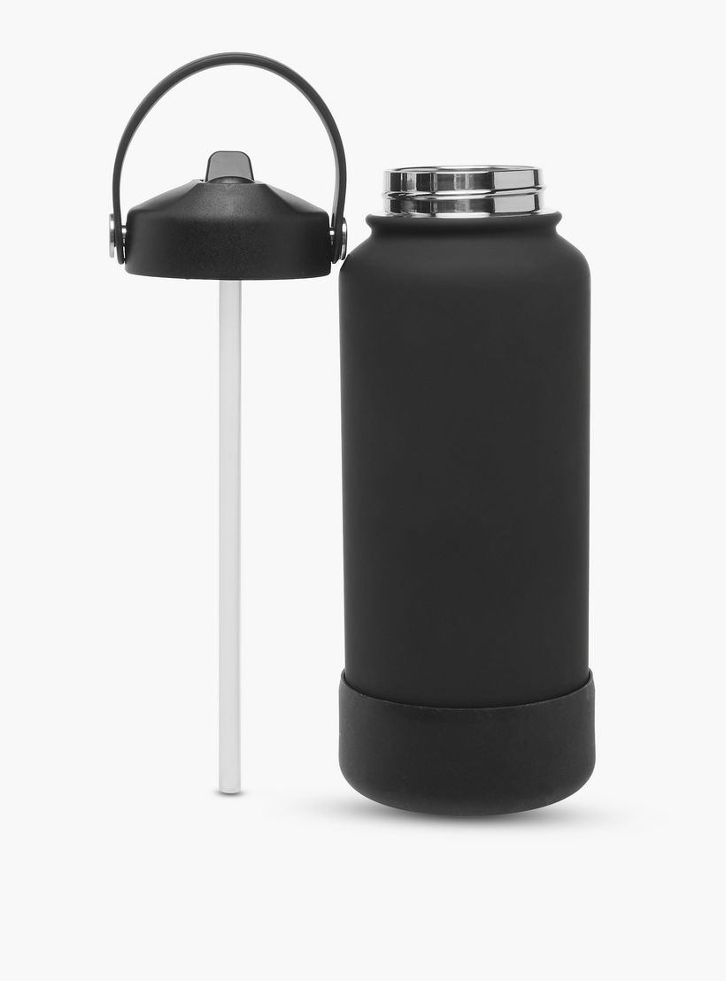قارورة مياه ستانلس ستيل سادة بفوهة ومقبض - 1 لتر-school-waterbottles-image-2