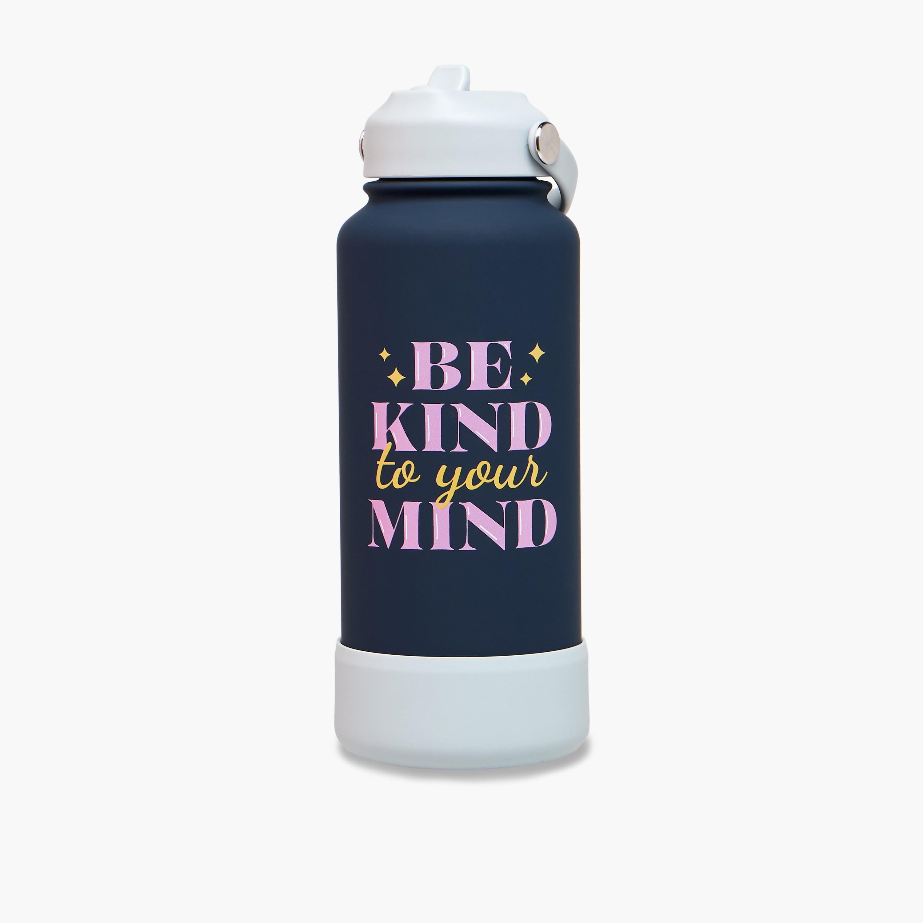 Slogan Print Stainless Steel Sipper Water Bottle with Handle - 1 L-school-waterbottles-image-1