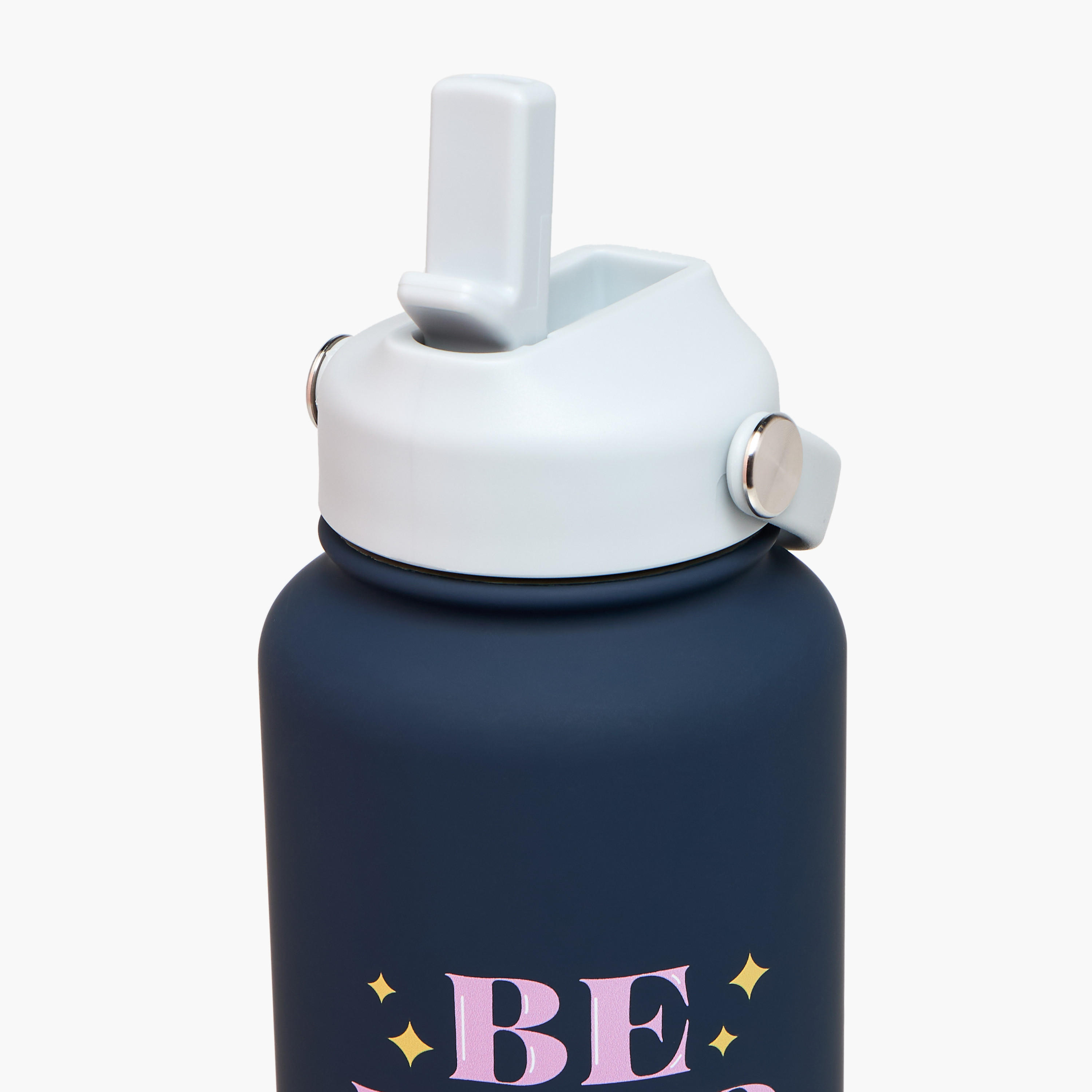 Slogan Print Stainless Steel Sipper Water Bottle with Handle - 1 L-school-waterbottles-image-3