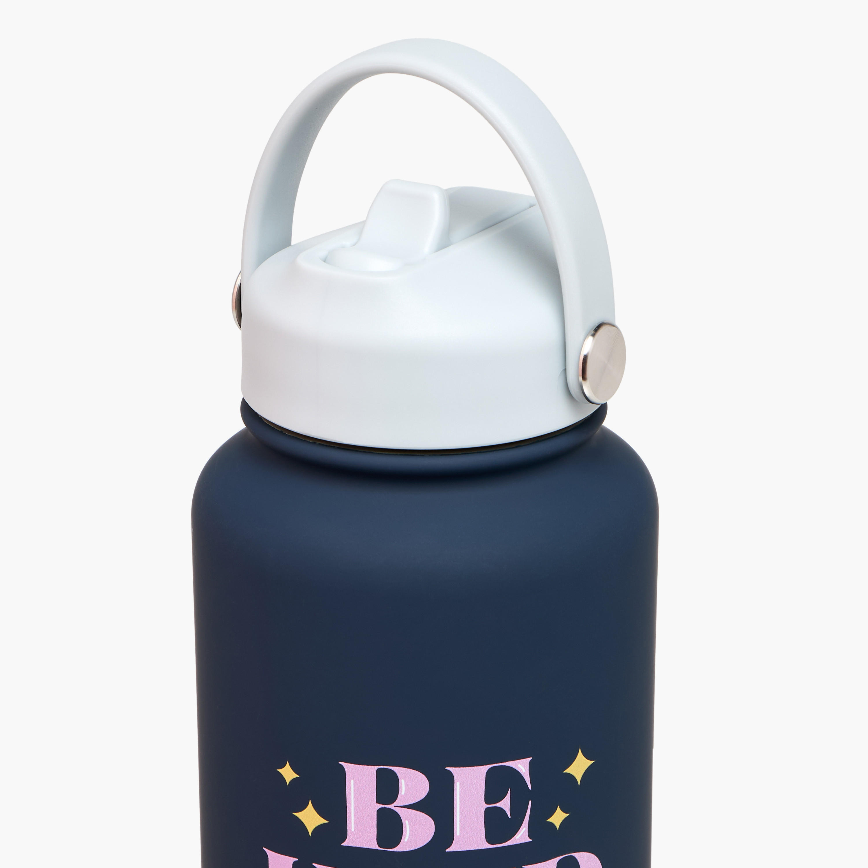 Slogan Print Stainless Steel Sipper Water Bottle with Handle - 1 L-school-waterbottles-image-4