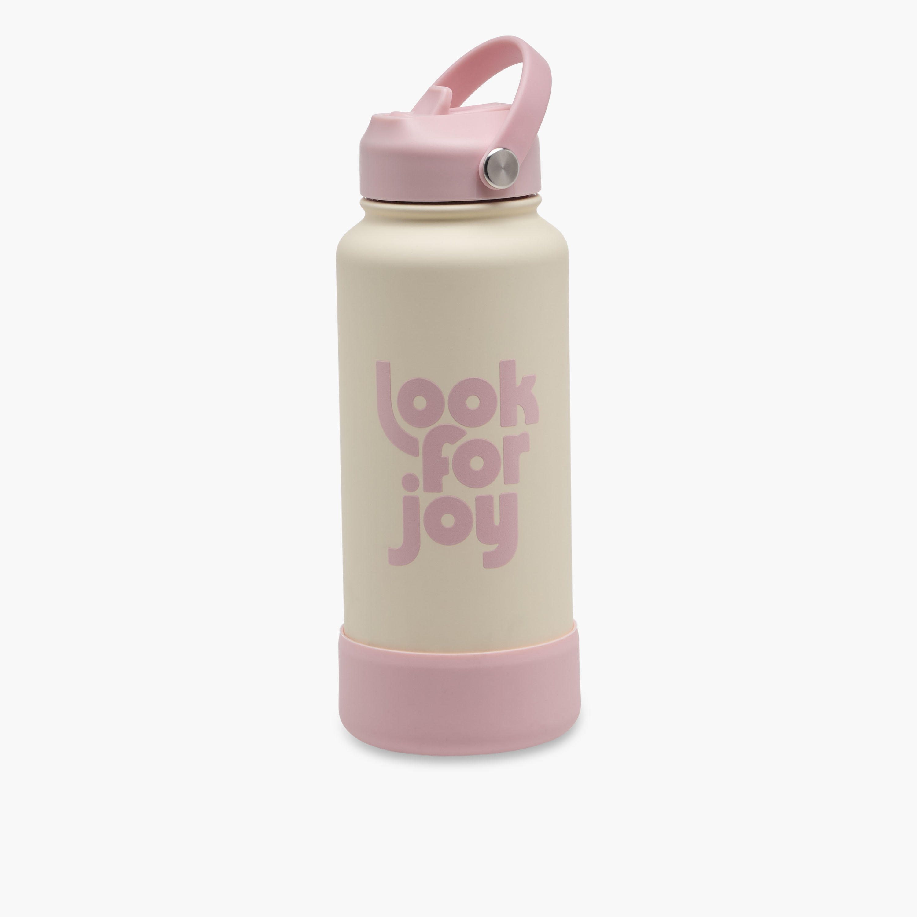 Slogan Print Stainless Steel Sipper Water Bottle with Handle - 1 L-school-waterbottles-image-1