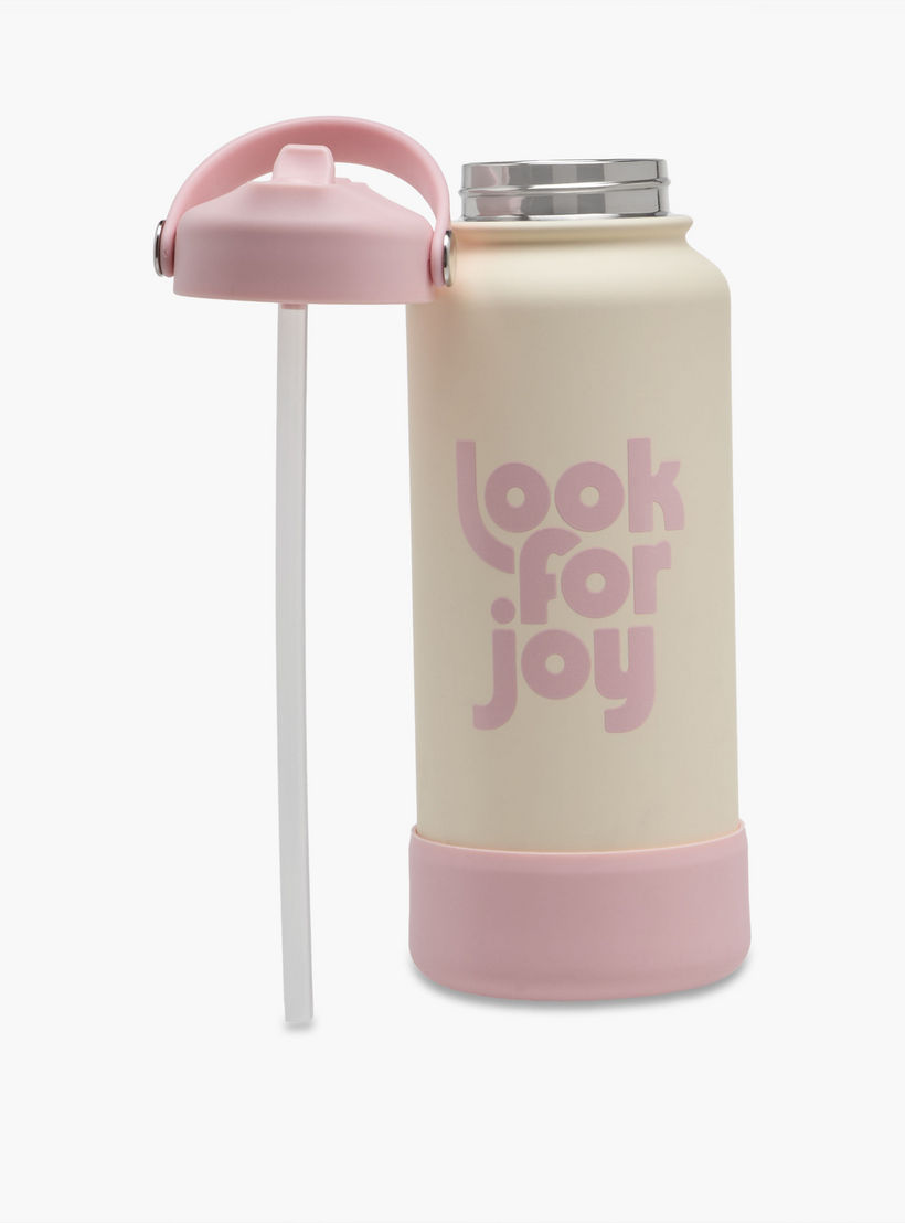 قارورة مياه ستانلس ستيل بمقبض وفوهة وطبعات شعار - 1 لتر-school-waterbottles-image-2