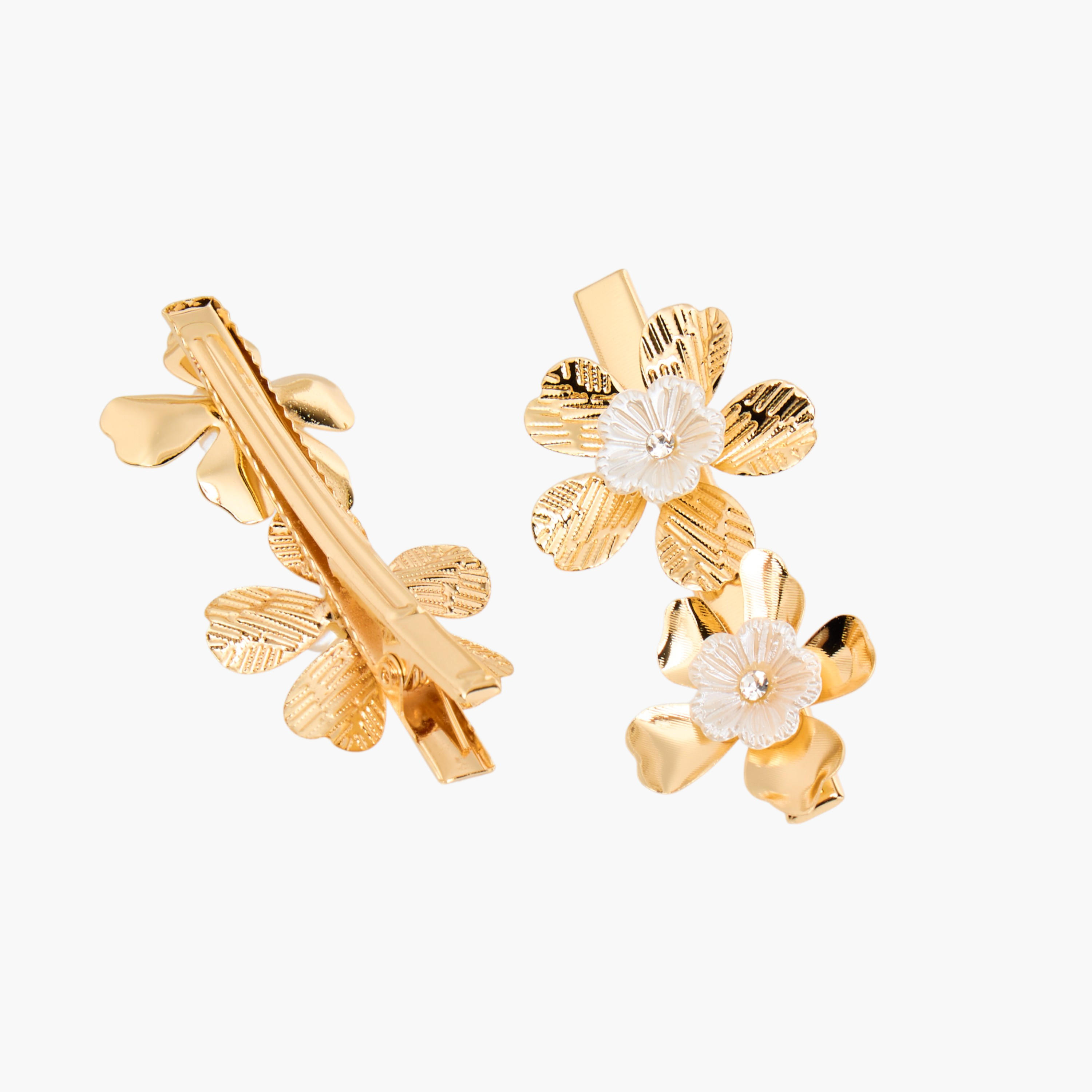 Floral Embellished Hair Clips - Set of 2-women-hairaccessories-clips-image-5
