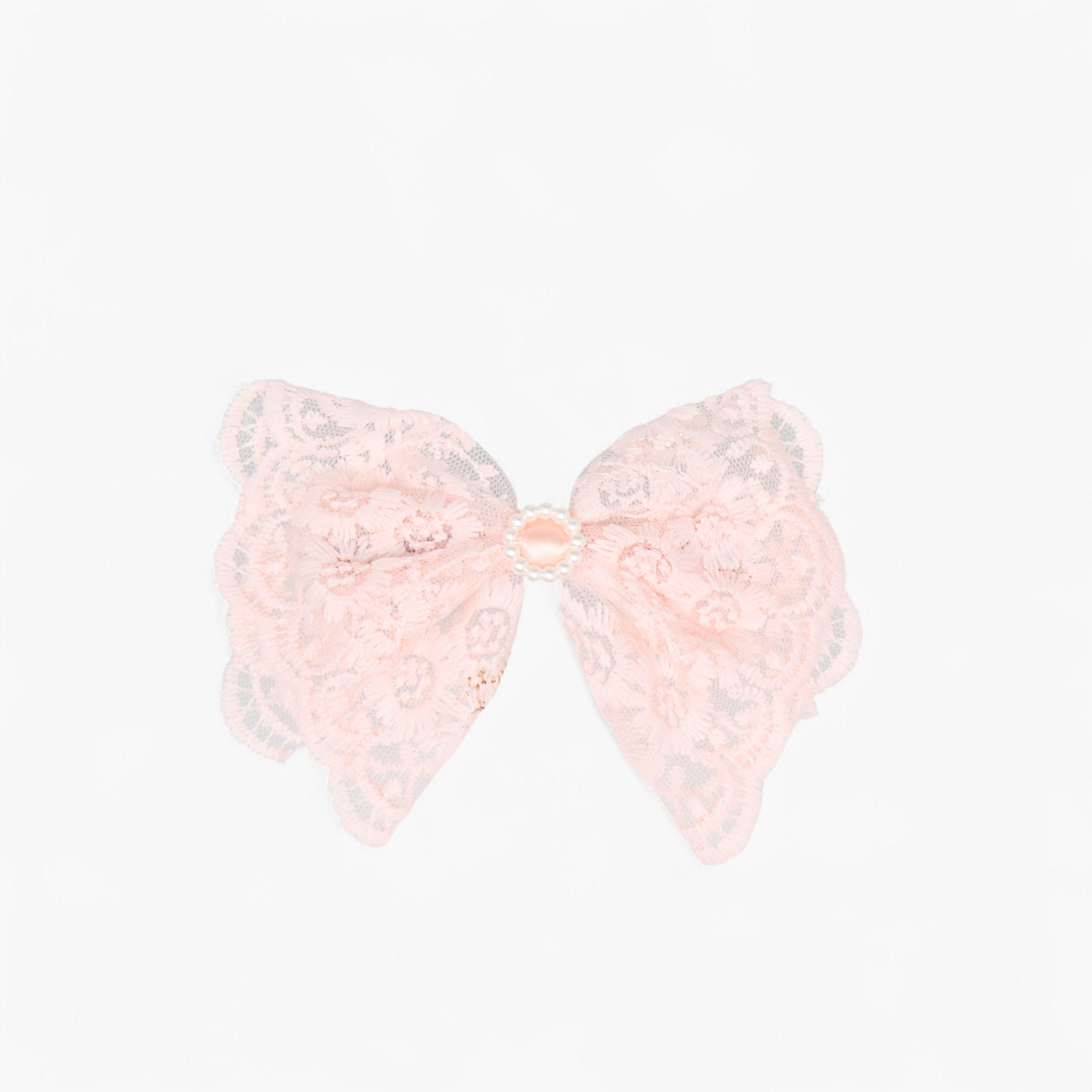 Pearl Embellished Lace Bow Barrette Hair Clip-women-hairaccessories-clips-image-1