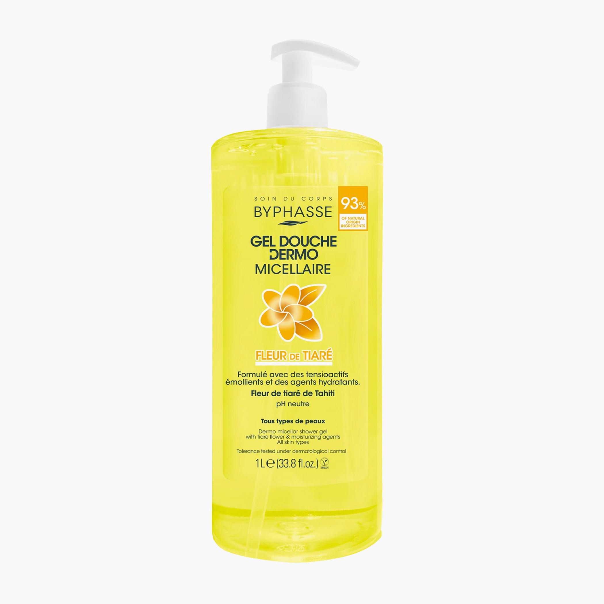 Byphasse Dermo Micellar Monoi Tiare Flower Shower Gel - 1 L-beautyandpersonalcare-bathandbody-bathandshower-bodywash-image-1
