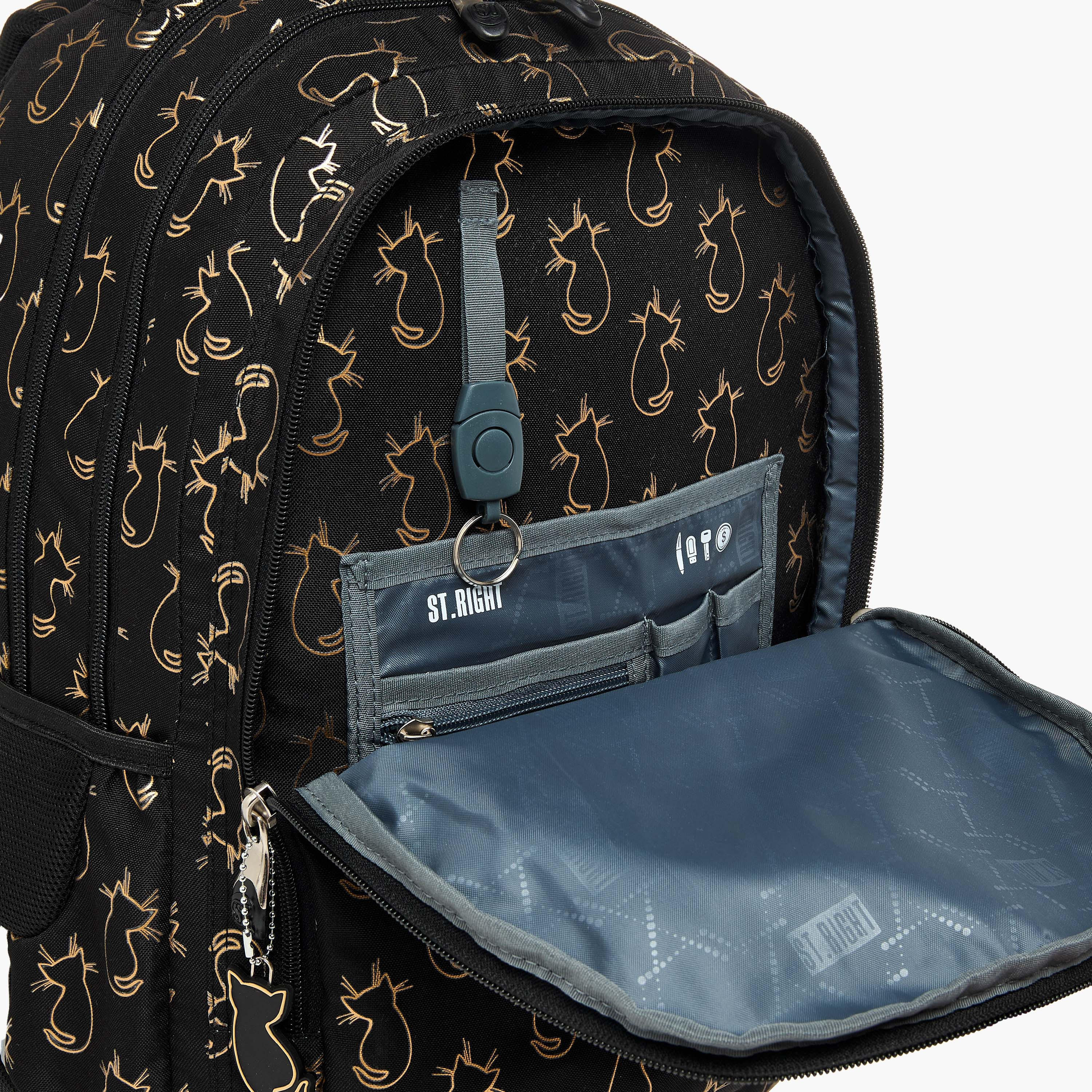 St.Right 18-inch Cat Print Backpack with Adjustable Straps and Zip Closure - 30x20x45 cms-school-bagsandbackpacks-backpacks-image-8