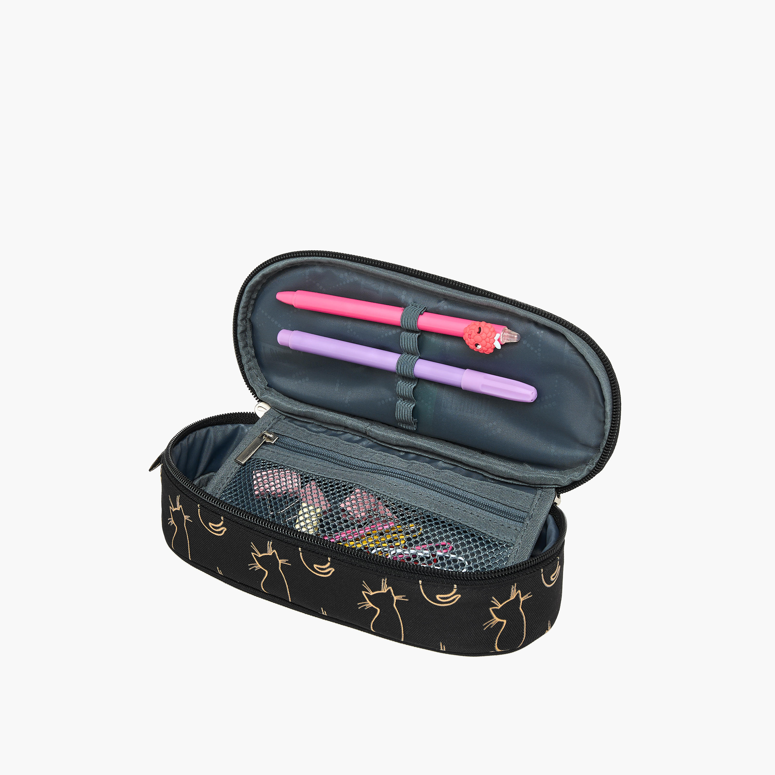 St.Right Cat Print Pencil Case with Zip Closure-school-stationery-pencilcases-image-5