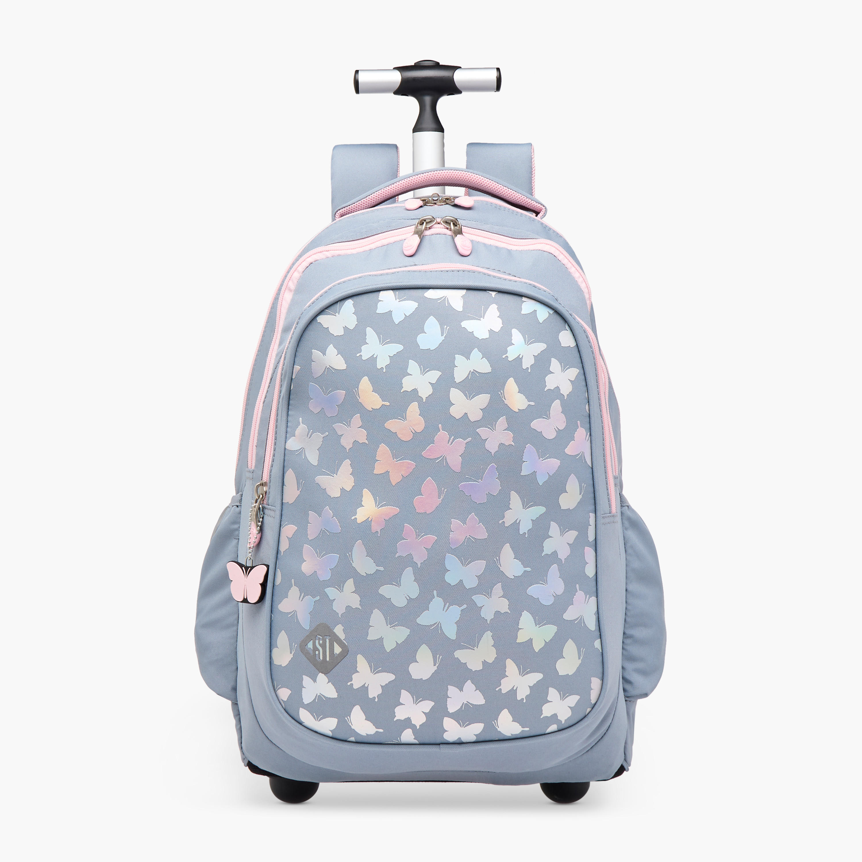 St.Right Butterfly Trolley Bag for Girls 8-13 Years with Retractable Handle -school-bagsandbackpacks-trolleybags-image-1
