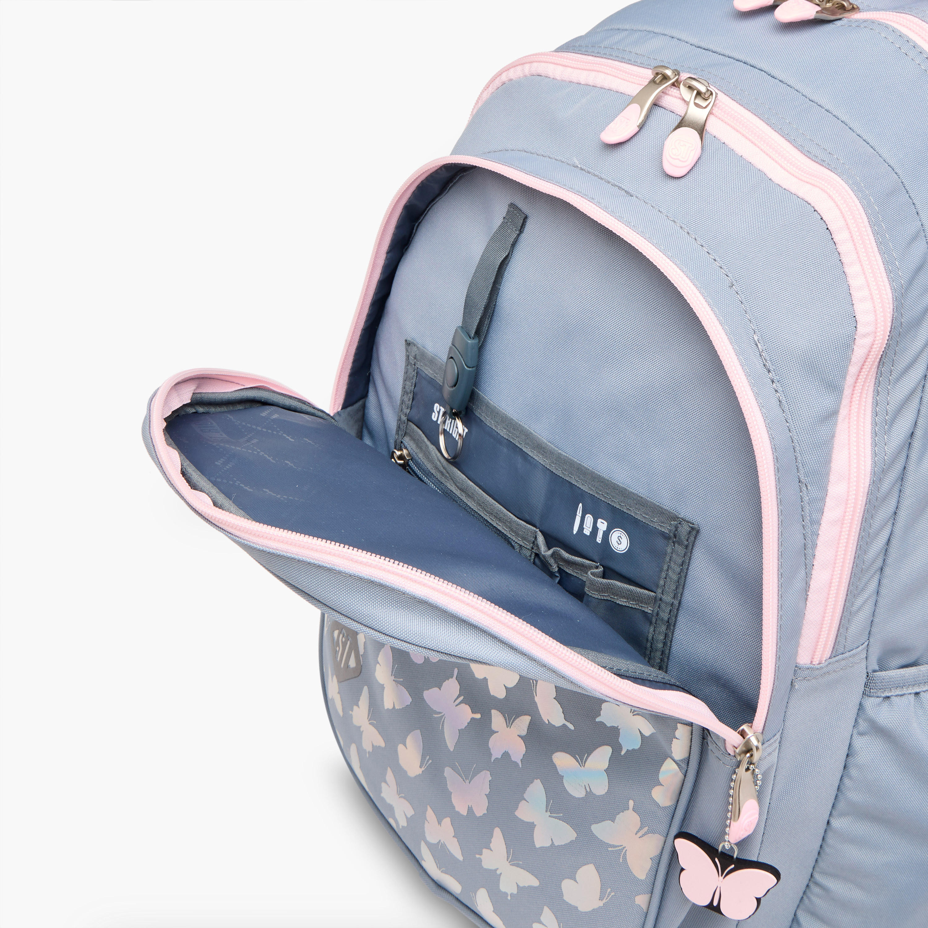 St.Right Butterfly Trolley Bag for Girls 8-13 Years with Retractable Handle -school-bagsandbackpacks-trolleybags-image-13