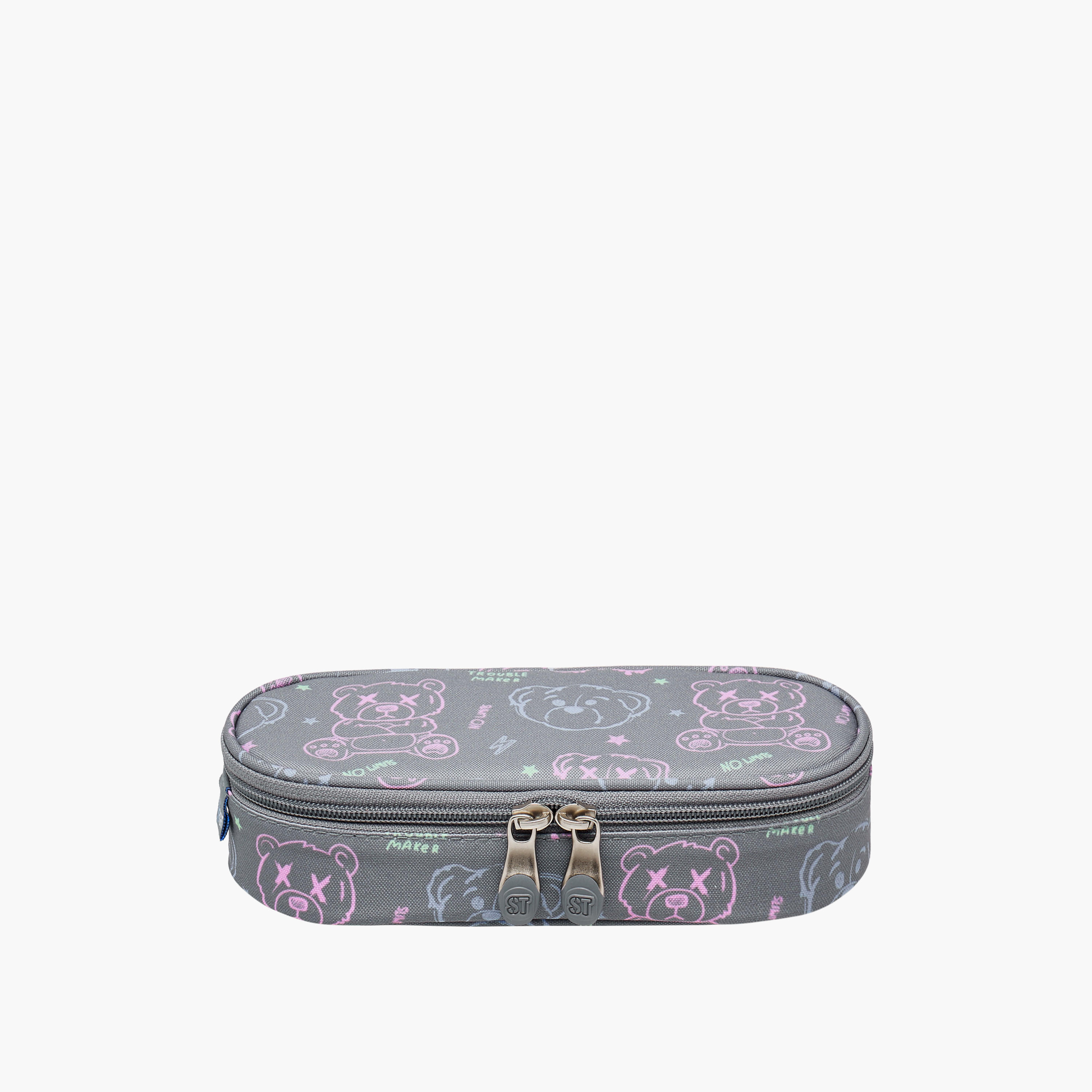 St.Right Bear Print Pencil Case with Zip Closure-school-stationery-pencilcases-image-1