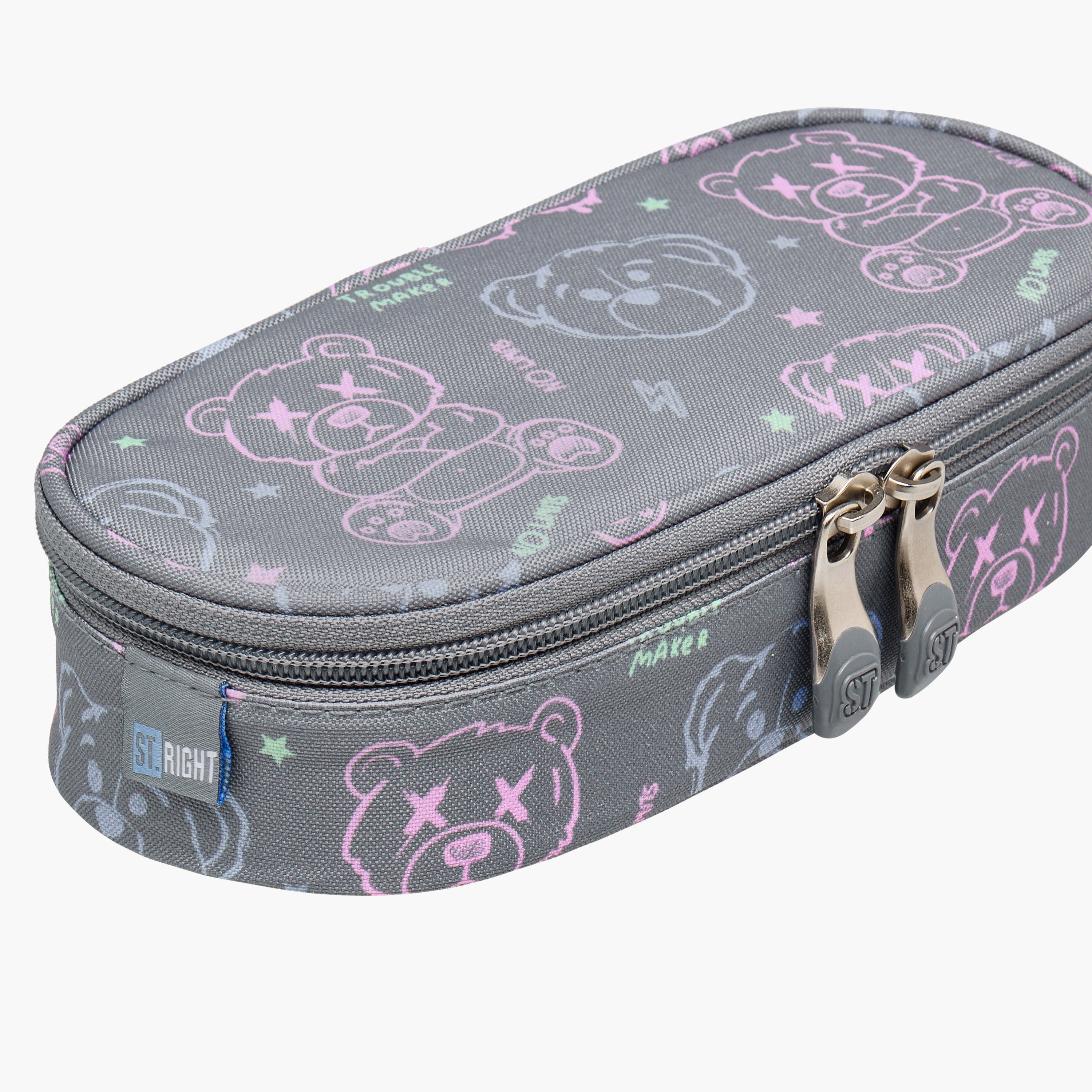 St.Right Bear Print Pencil Case with Zip Closure-school-stationery-pencilcases-image-4
