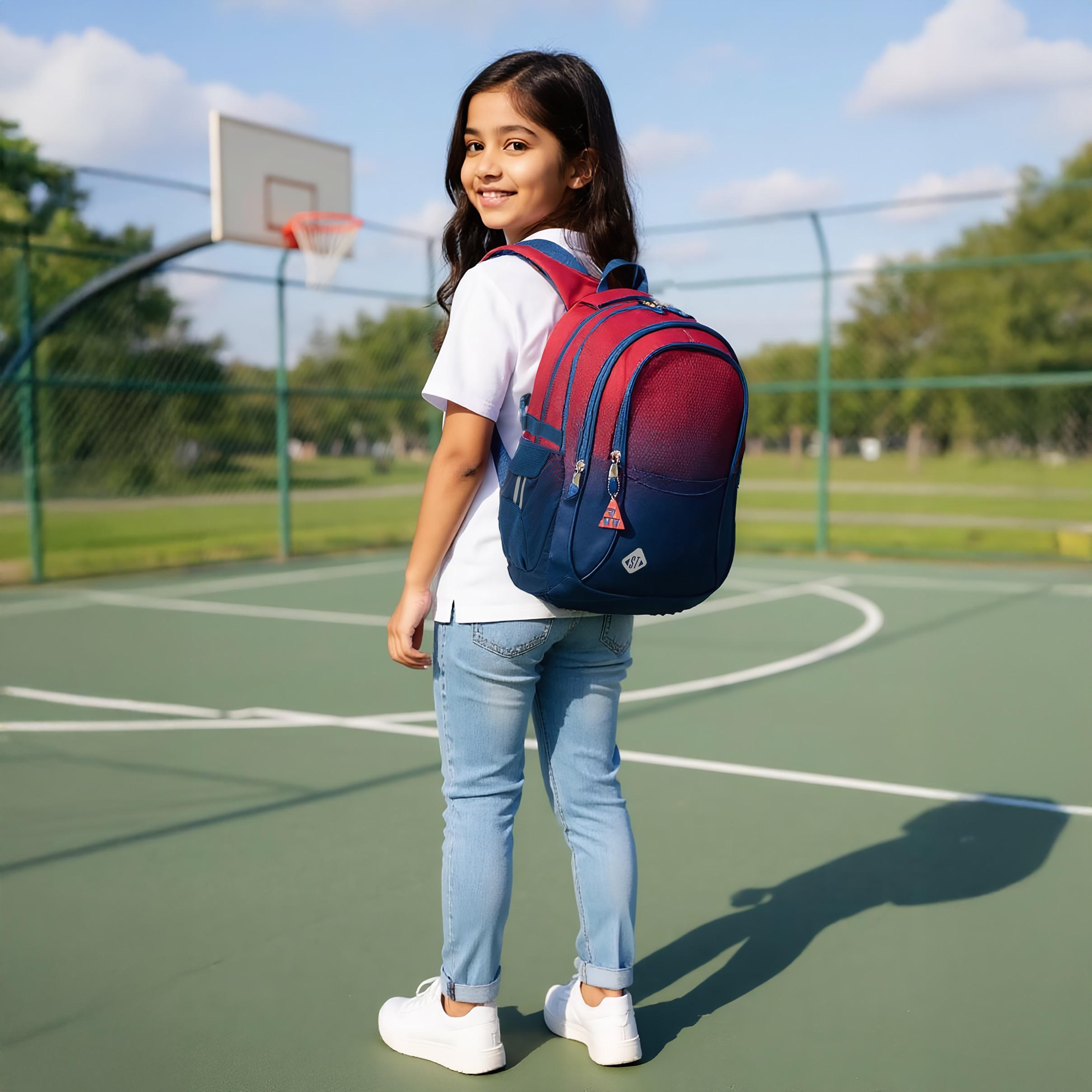شنطة ظهر بحمّالات قابلة للتعديل وسحاب إغلاق وطبعات من سانت رايت - 30x20x45 سم-school-bagsandbackpacks-backpacks-image-2